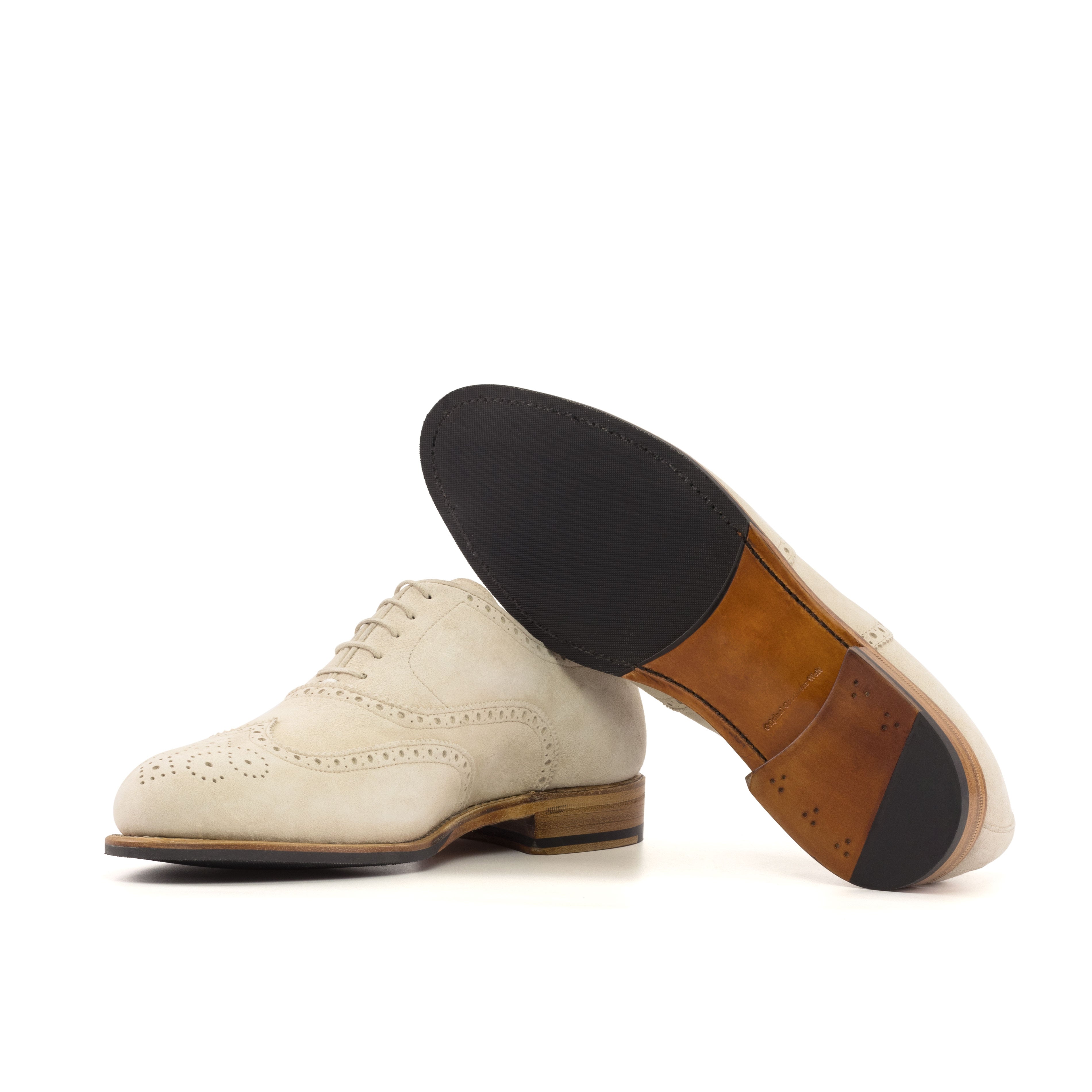 Neve - Men's Ivory white suede oxford brogue dress shoes