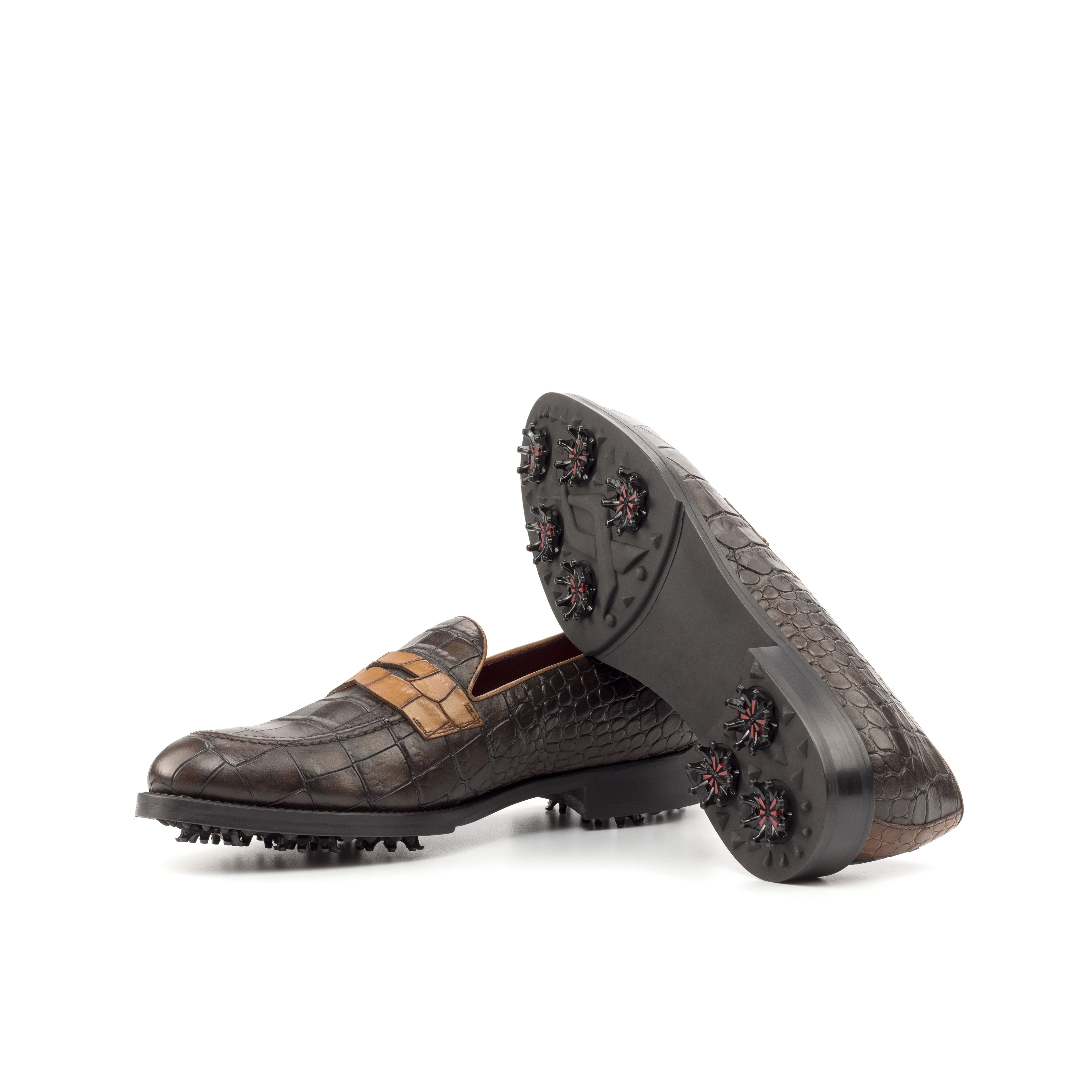 Florestra - crocodile embossed leather loafers golf shoes