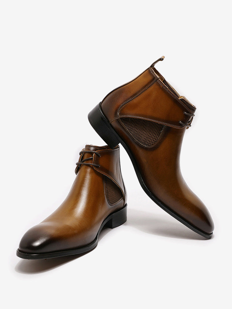 Zafano - brown leather chukka boots for men