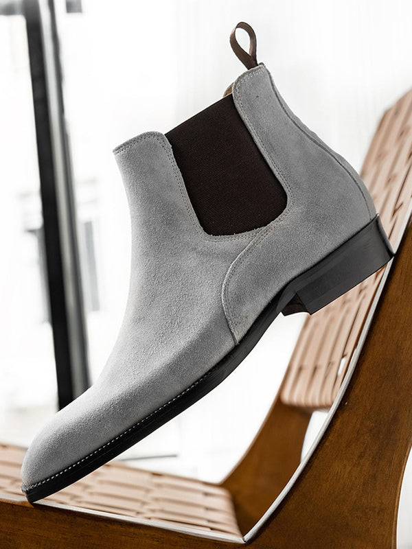 Lumeria - gray leather chelsea boots for men