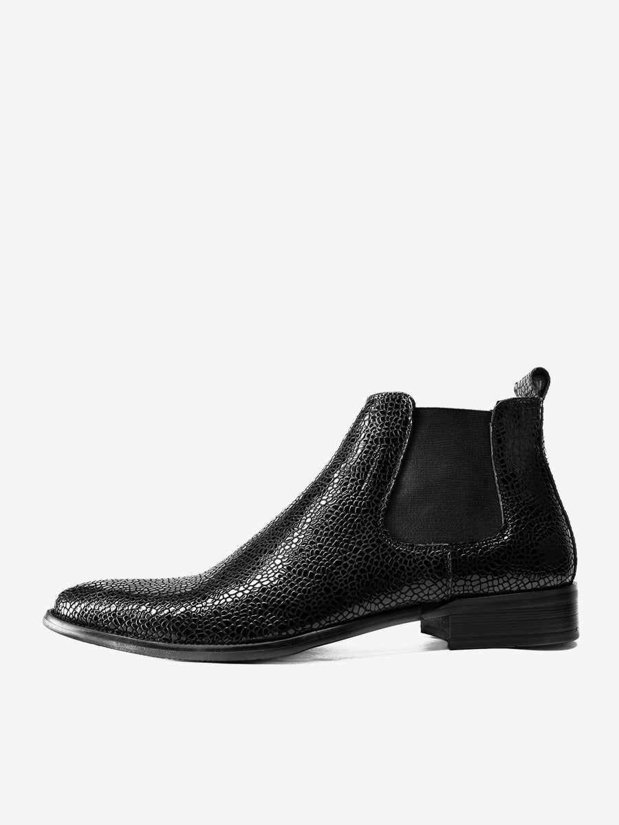 Trenalia - black leather chelsea boots for men