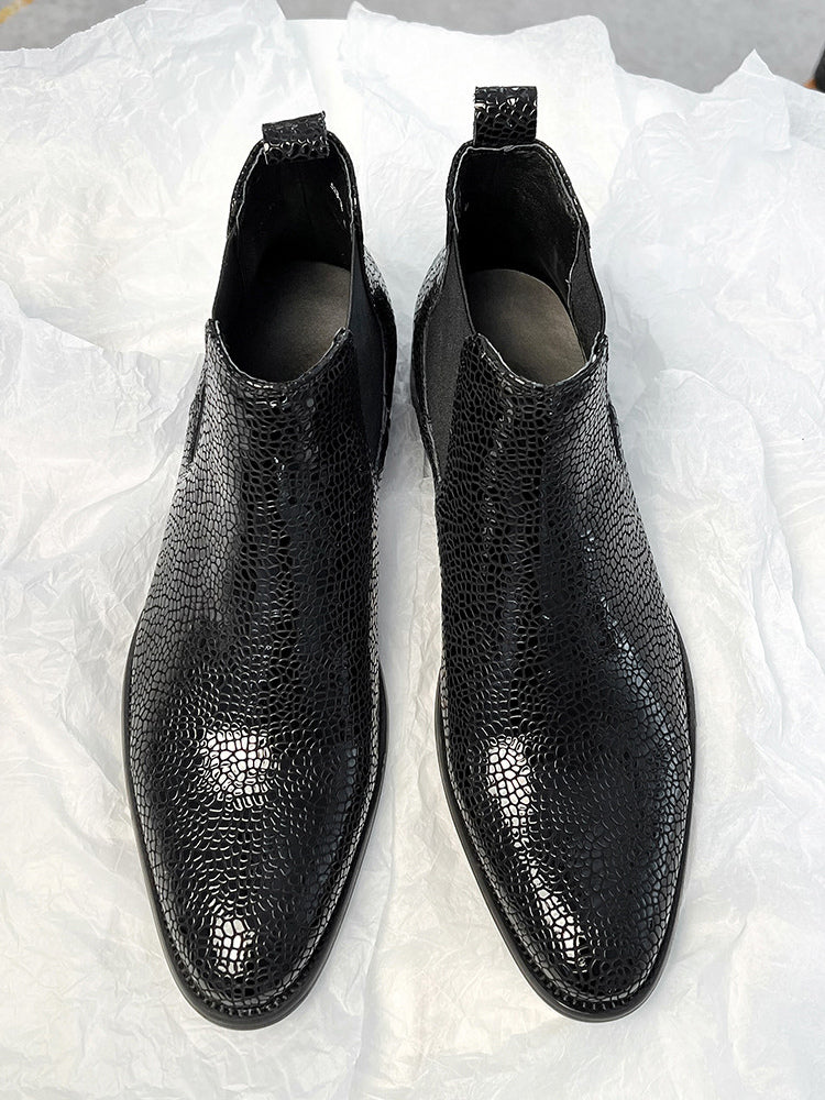 Trenalia - black leather chelsea boots for men