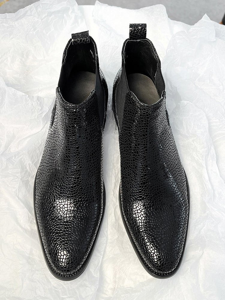 Trenalia - black leather chelsea boots for men