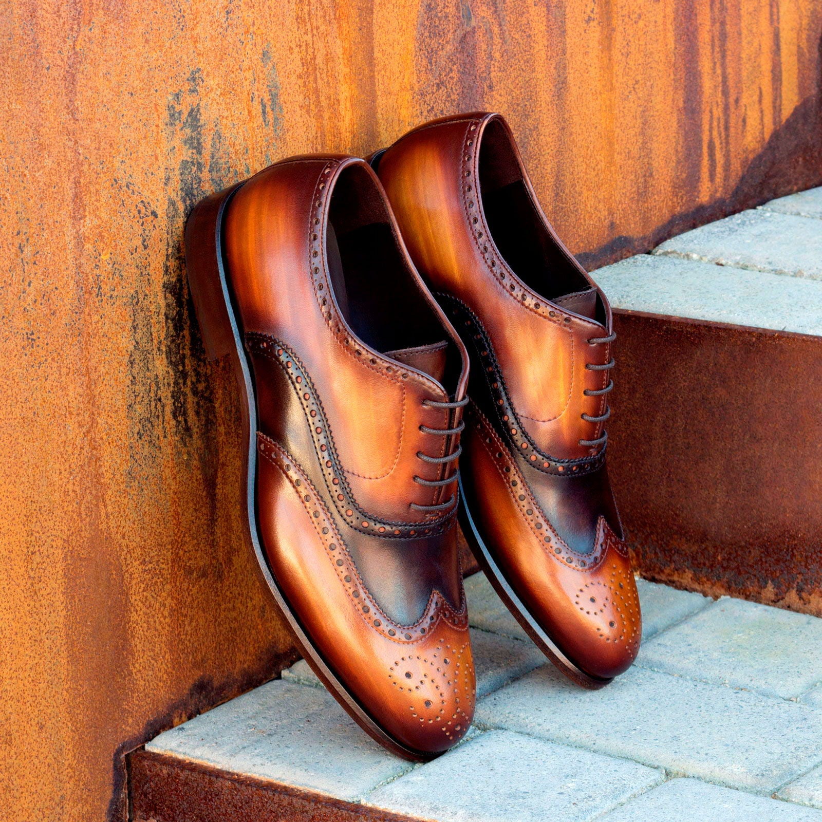 Solossa - Patina leather brogue oxford shoes