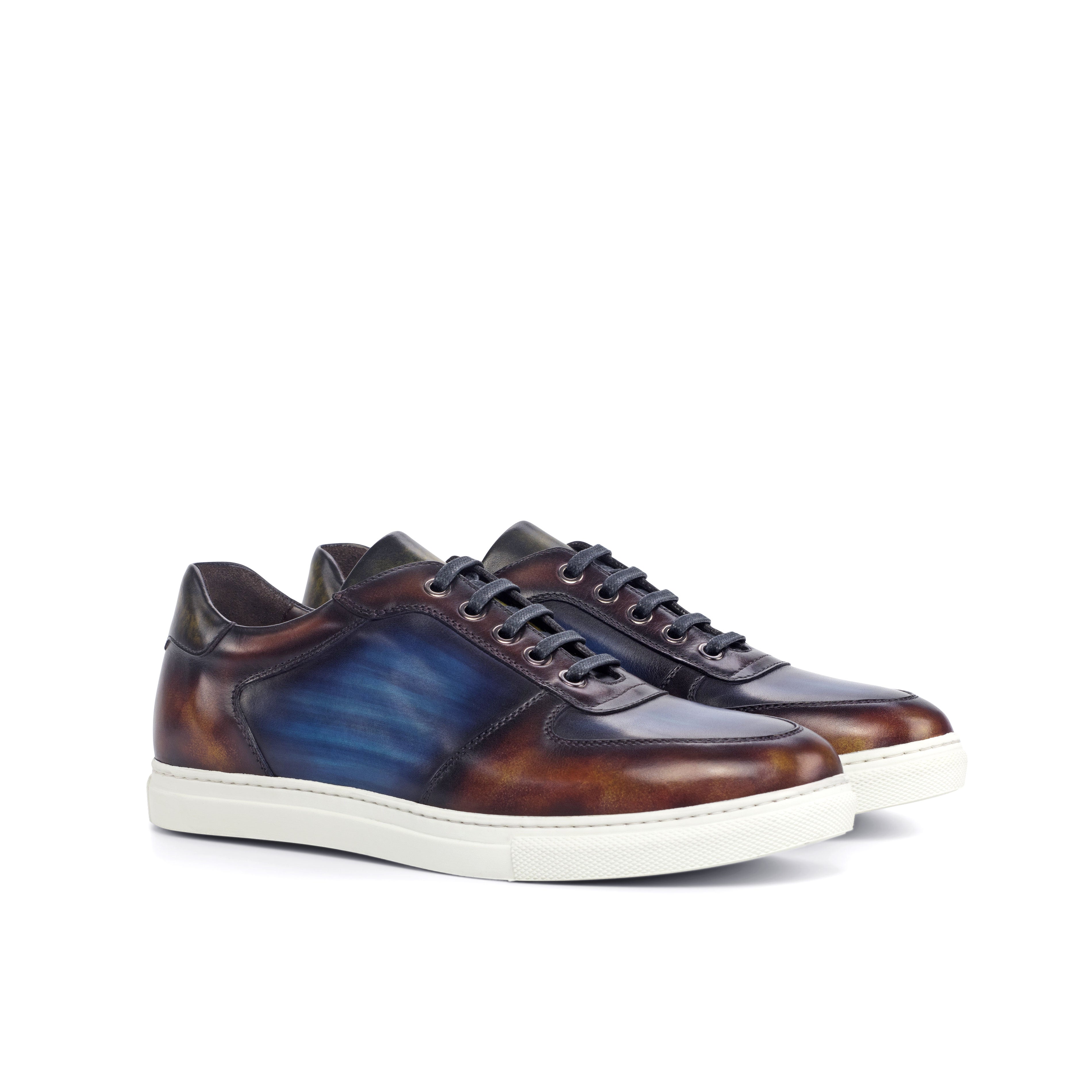 Dimaro -  Fire / Denim Men's Hand-Painted Italian Dress Sneakers