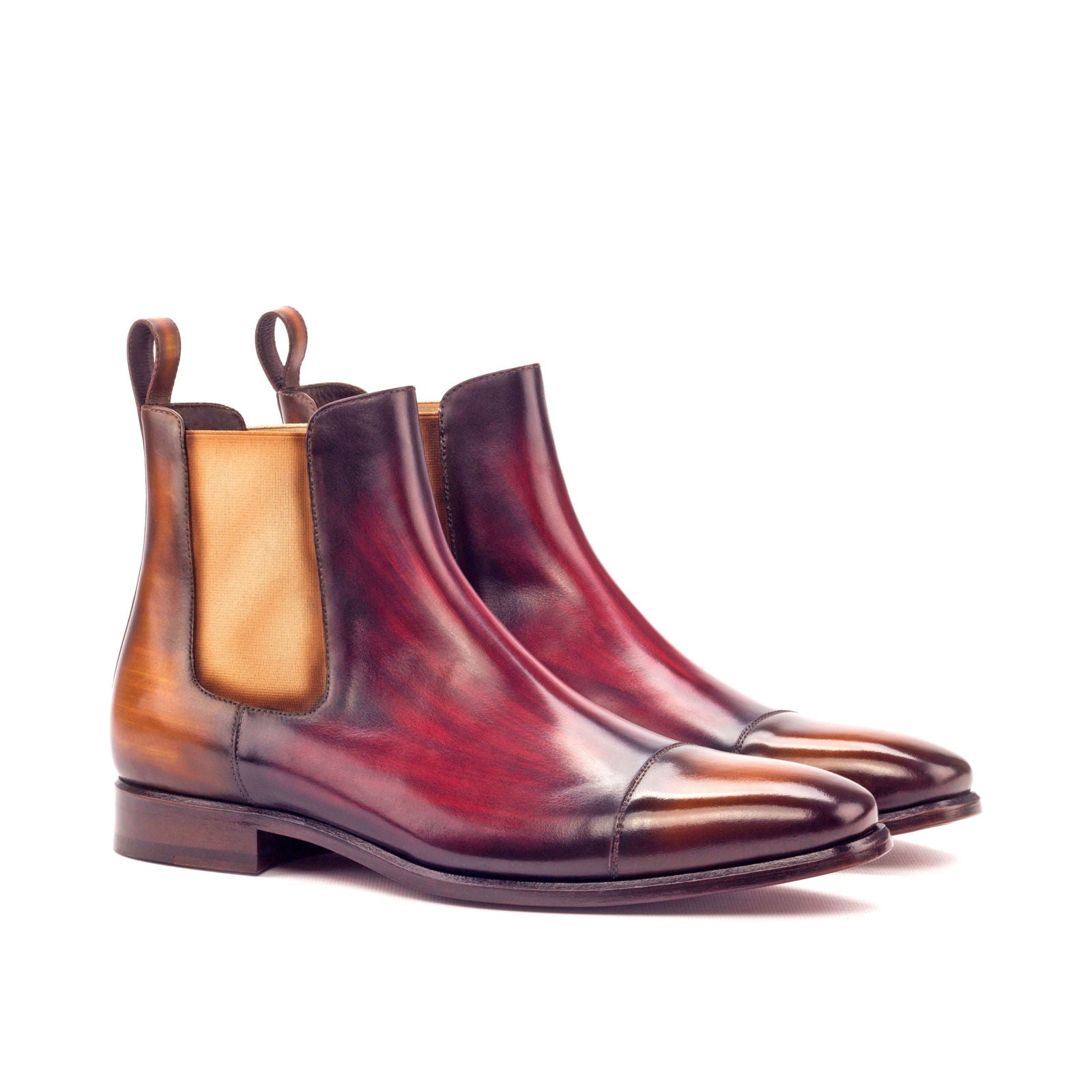 Ruma 2- Men's Unique patina Chelsea red sole boots