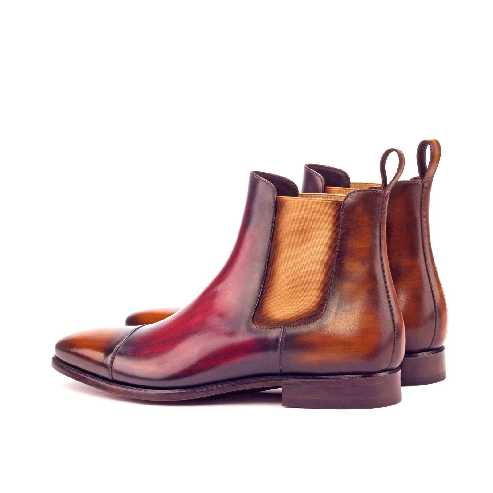 Ruma 2- Men's Unique patina Chelsea red sole boots