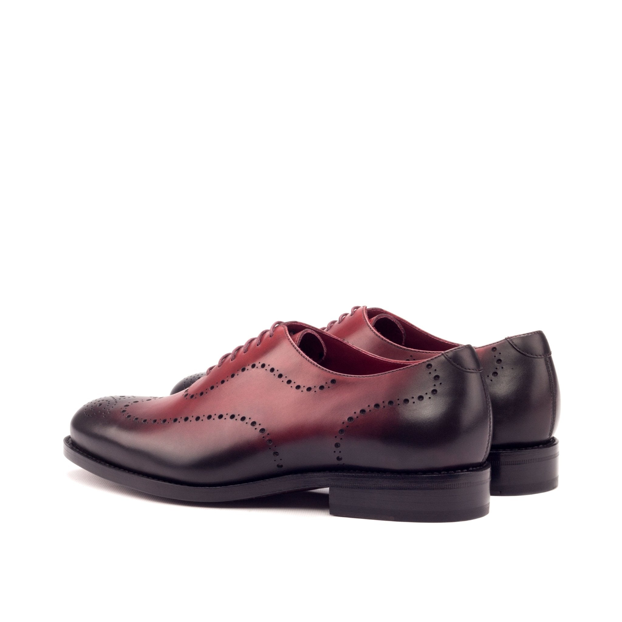 Rovità - elegant wholecut brogue leather burgundy oxford dress shoes