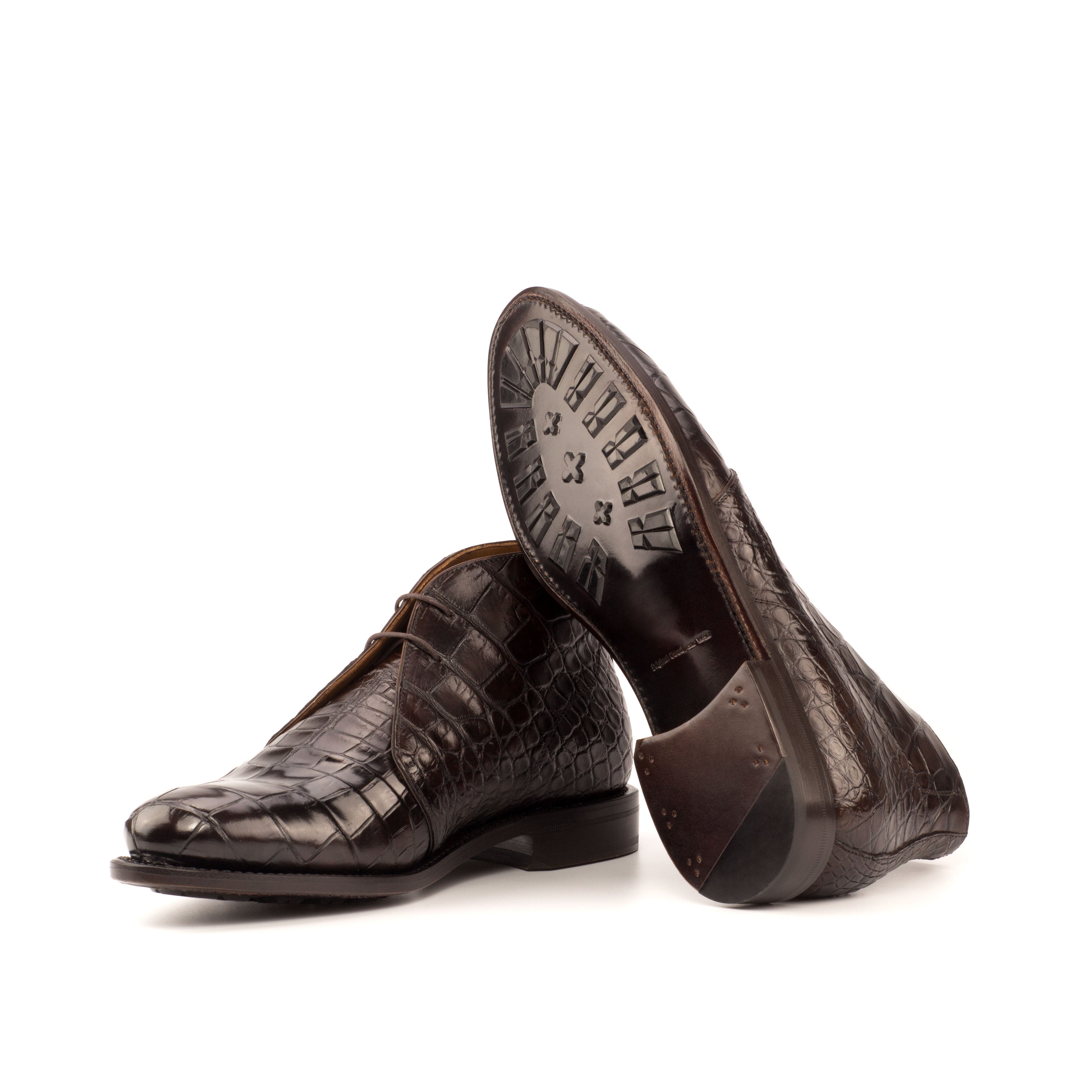 Ventanta - alligator print/crocodile embossed leather chukka boots