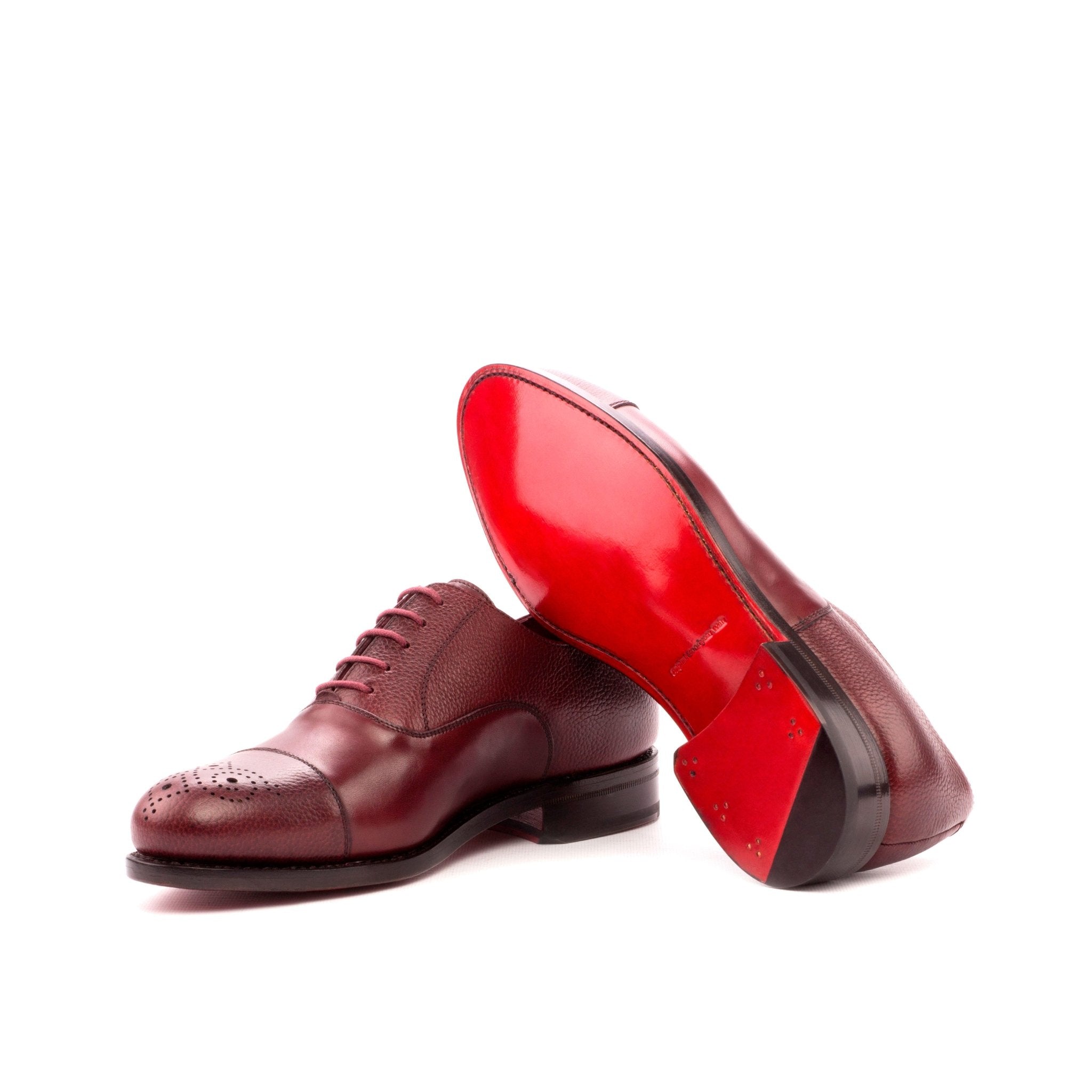 Raggio - Unique Two leather types red bottoms burgundy oxford shoes