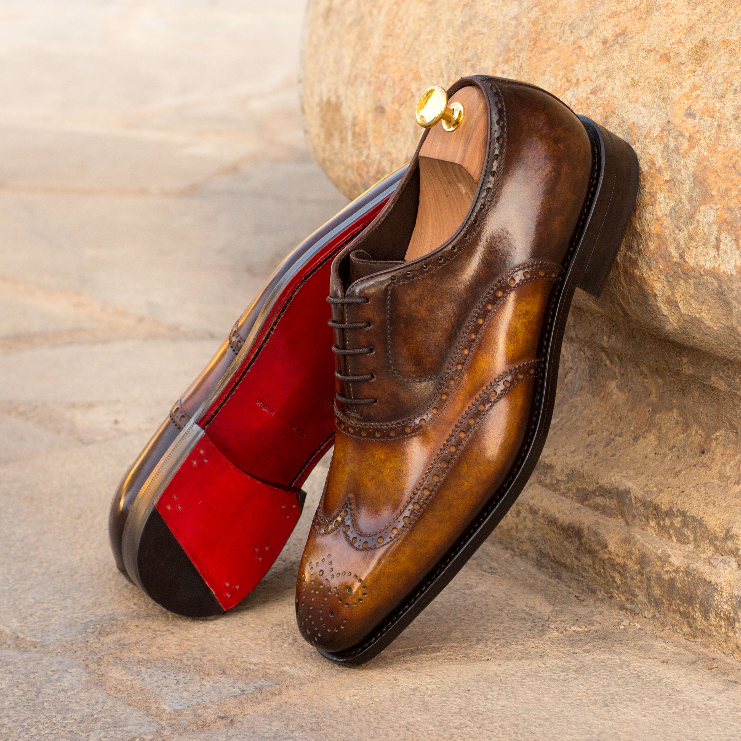 Nala2 - Unique Two tone patina red bottoms oxford dress shoes