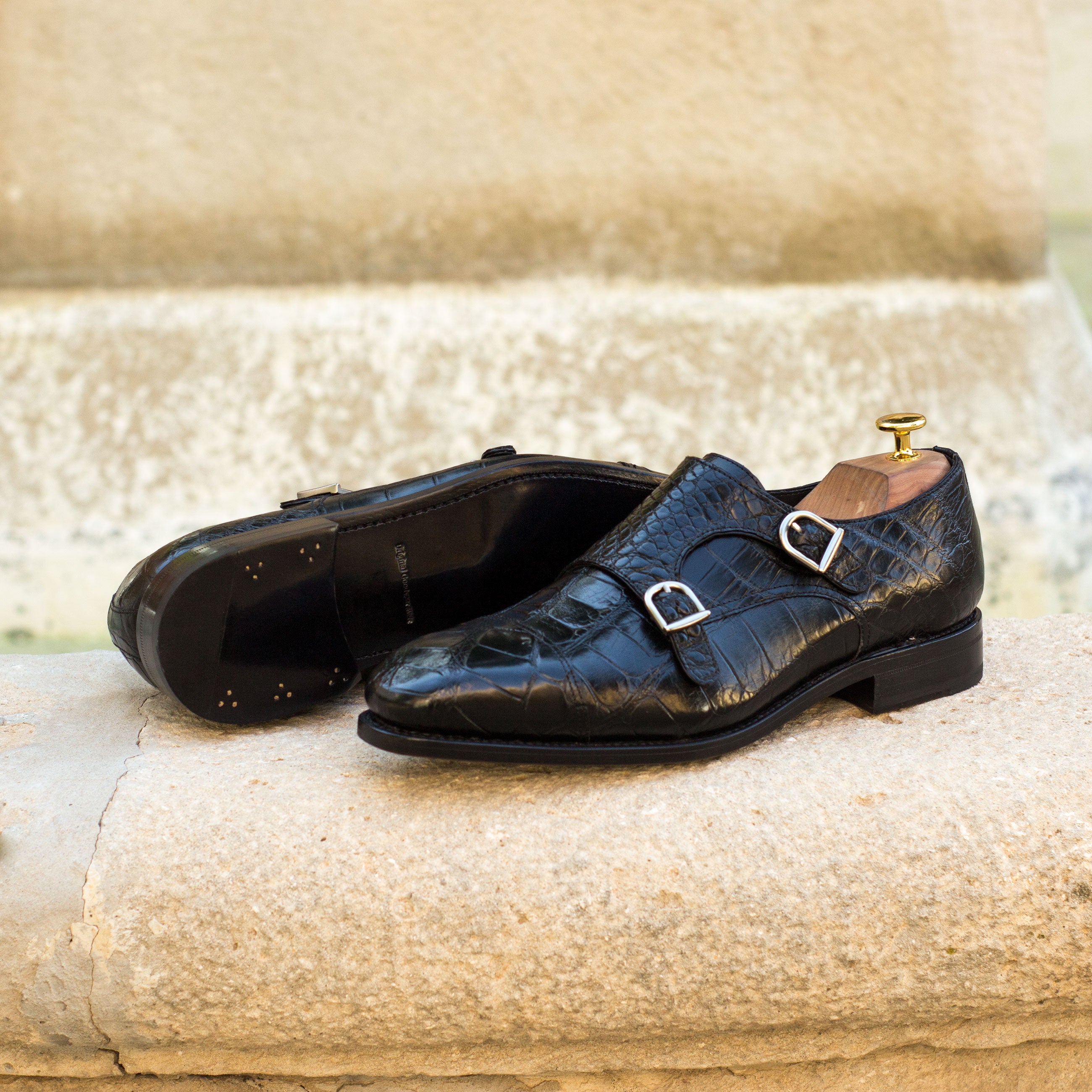 Sotica 4 - Genuine alligator leather Double monkstraps shoes