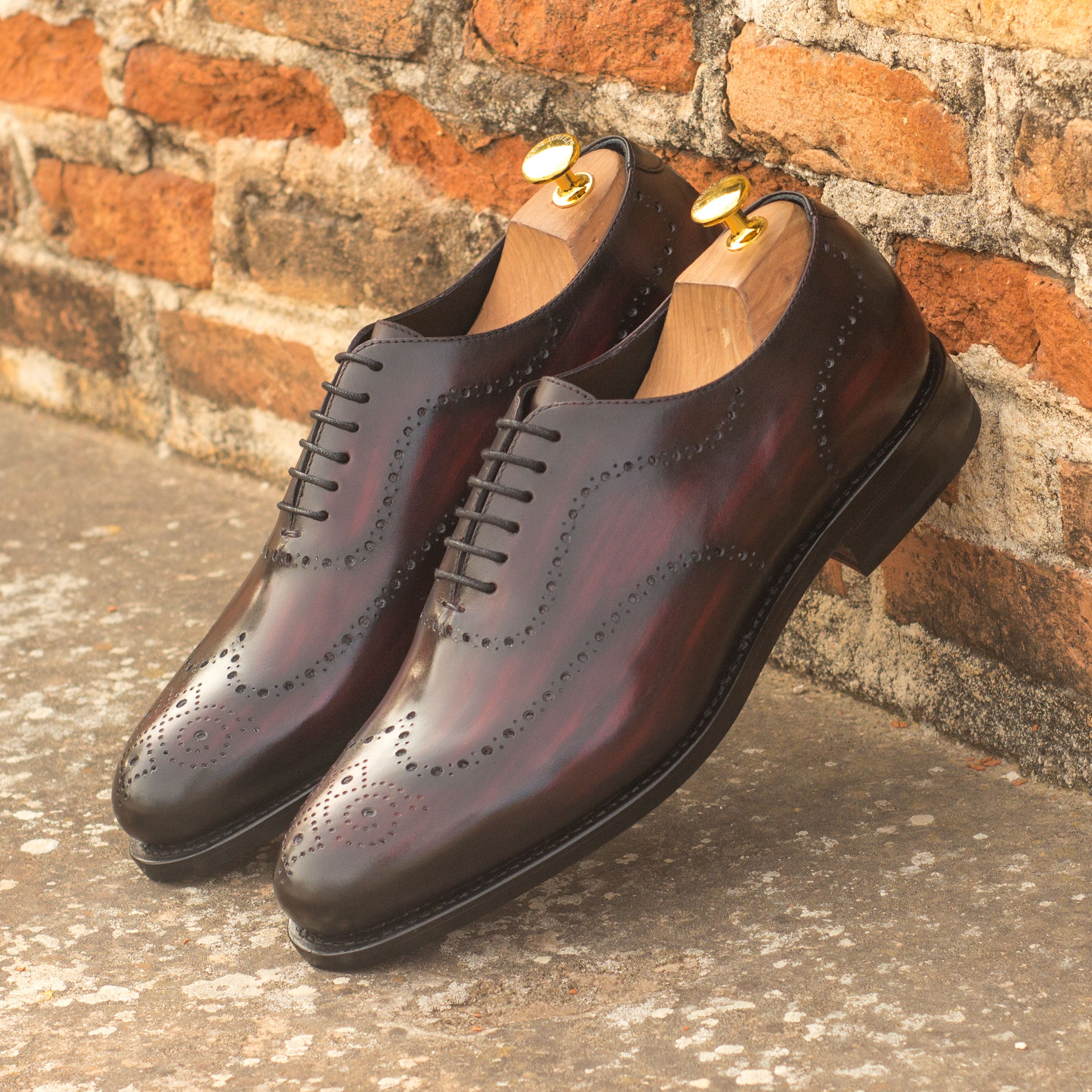 Orana - Wholecut patina red bottoms oxford dress shoes