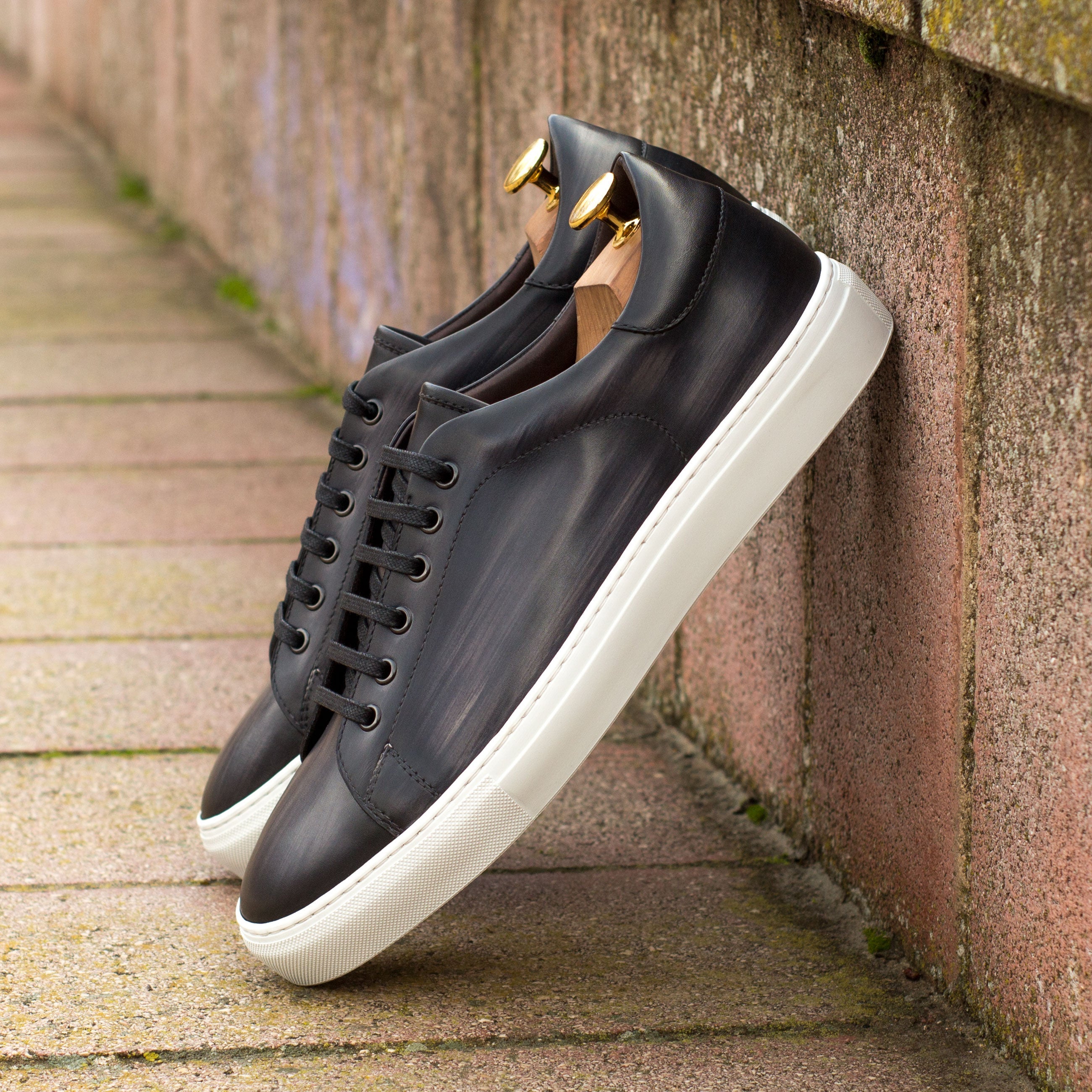 Dimaro - Grey Men's Hand-Painted Italian Dress Sneakers