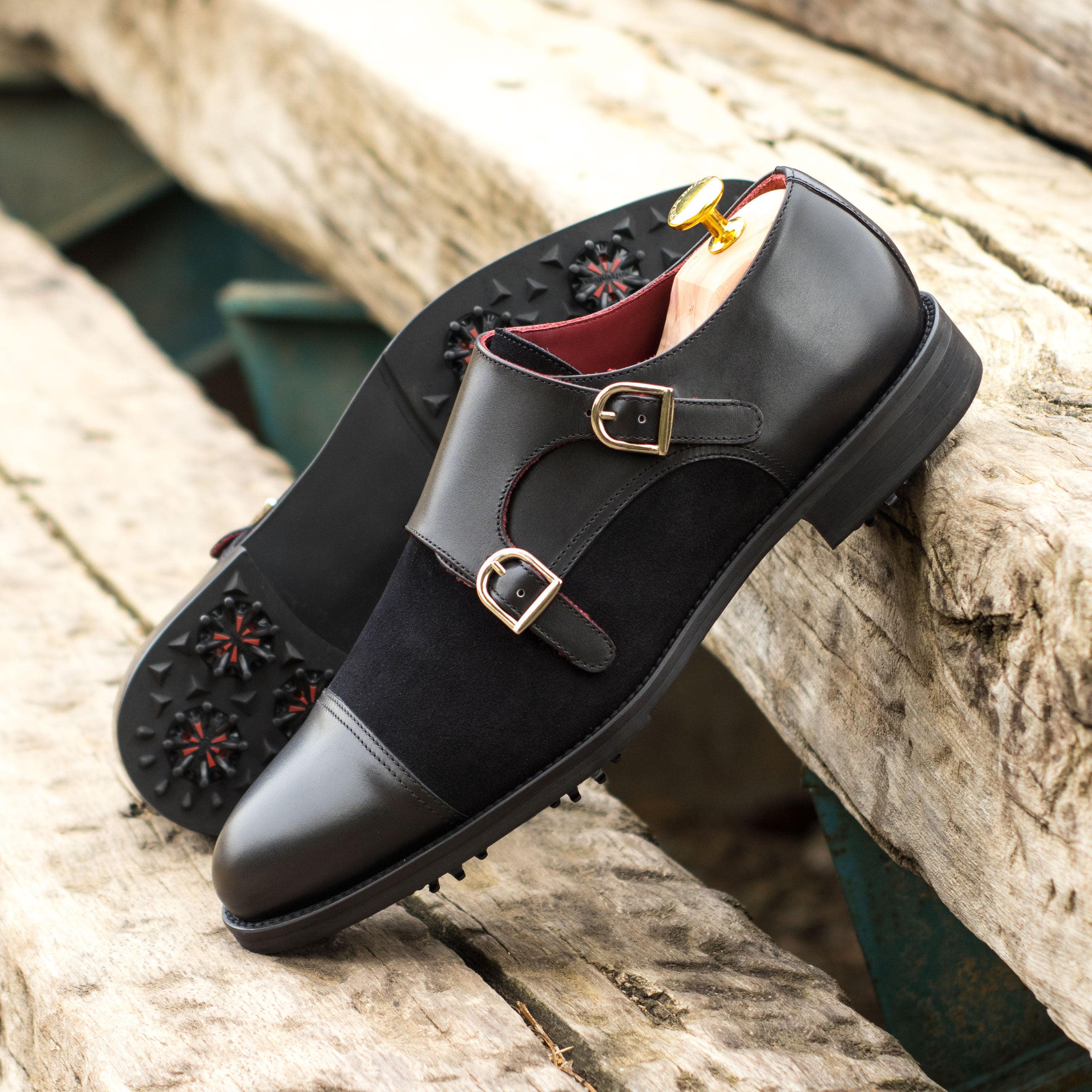 Doravia - leather monk strap golf shoes