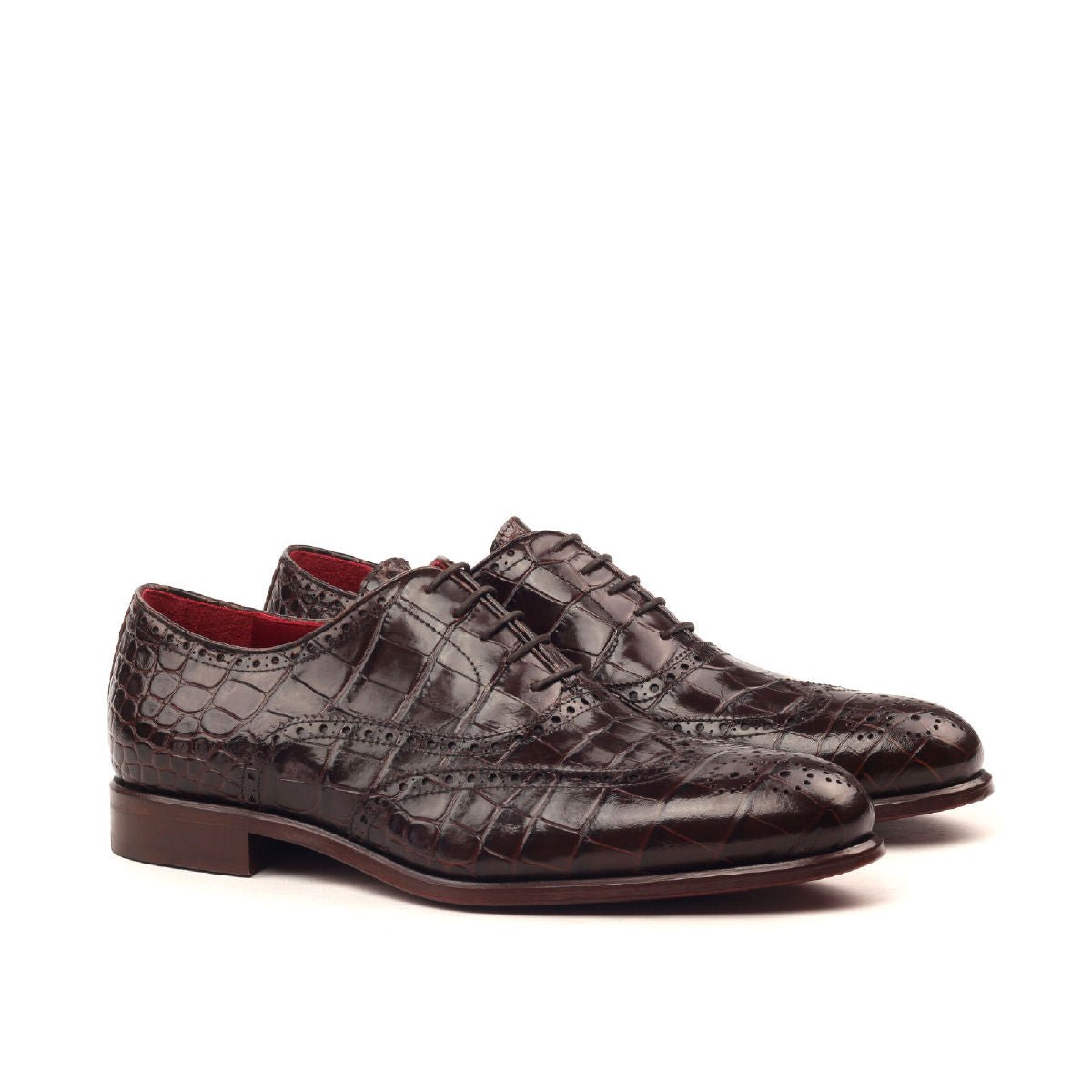 Belano - crocodile embossed leather brogue oxford shoes