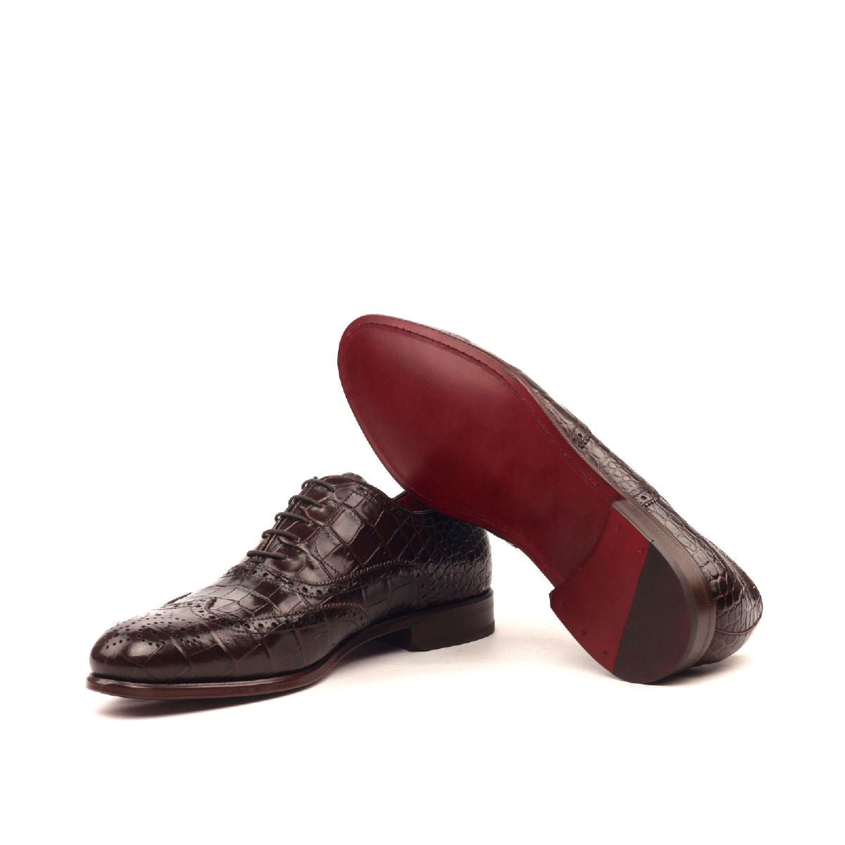 Belano - crocodile embossed leather brogue oxford shoes