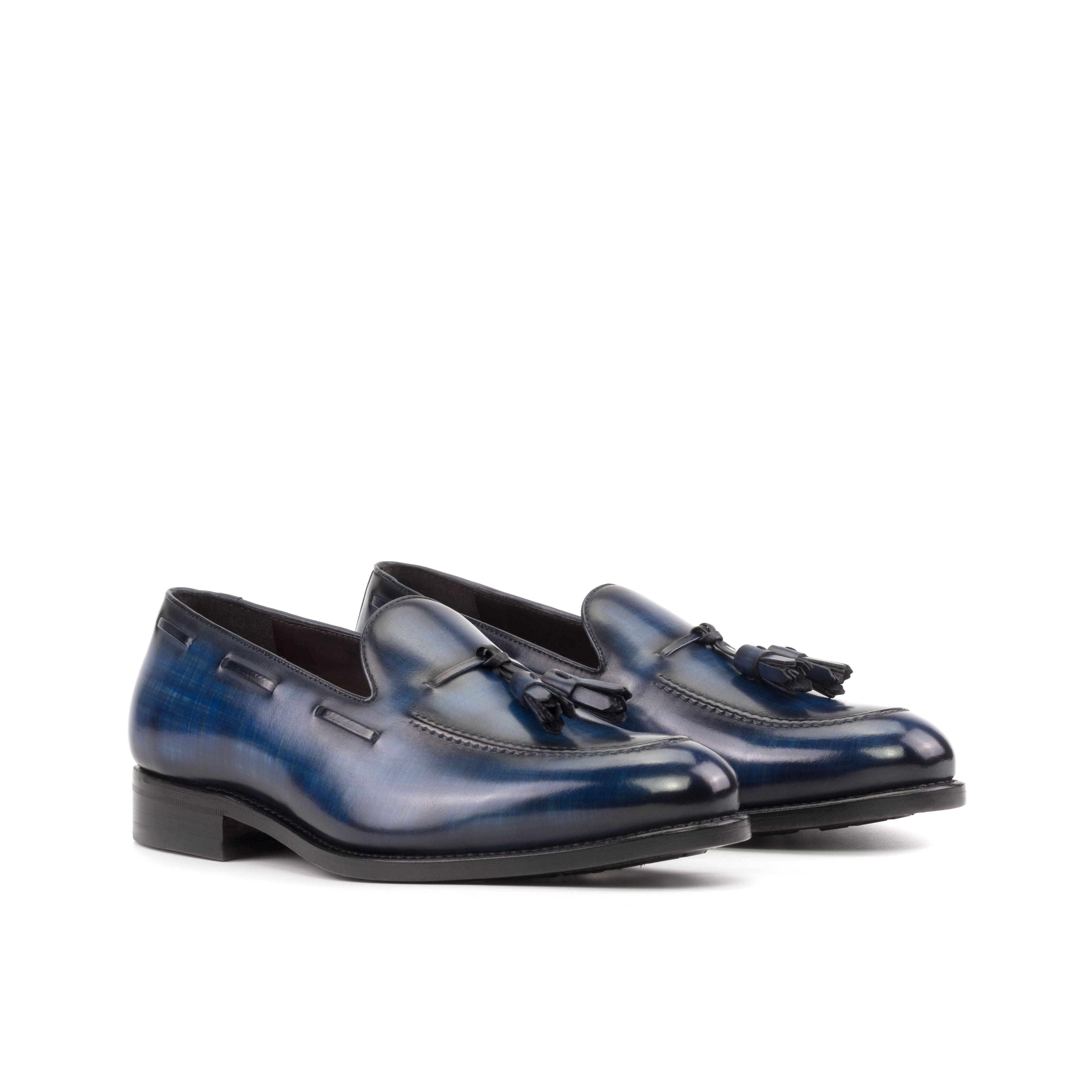 Lupo 2 - Elegant Patina denim Navy loafers for men