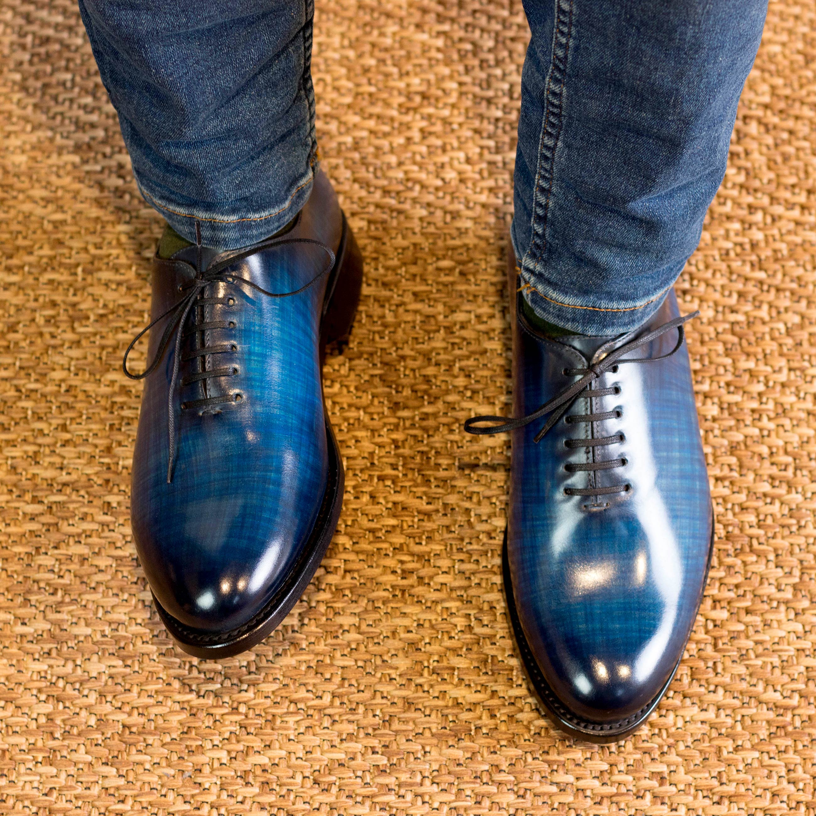 PDR1 - Patina Denim Special red bottoms oxford dress shoes