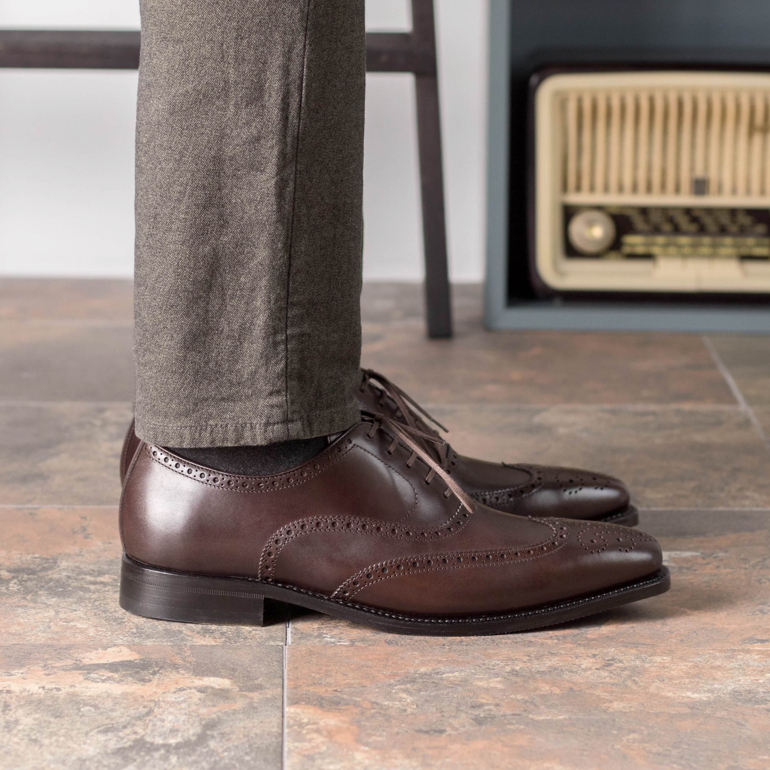 Tempo - Full brogue classic oxford dress shoes for men
