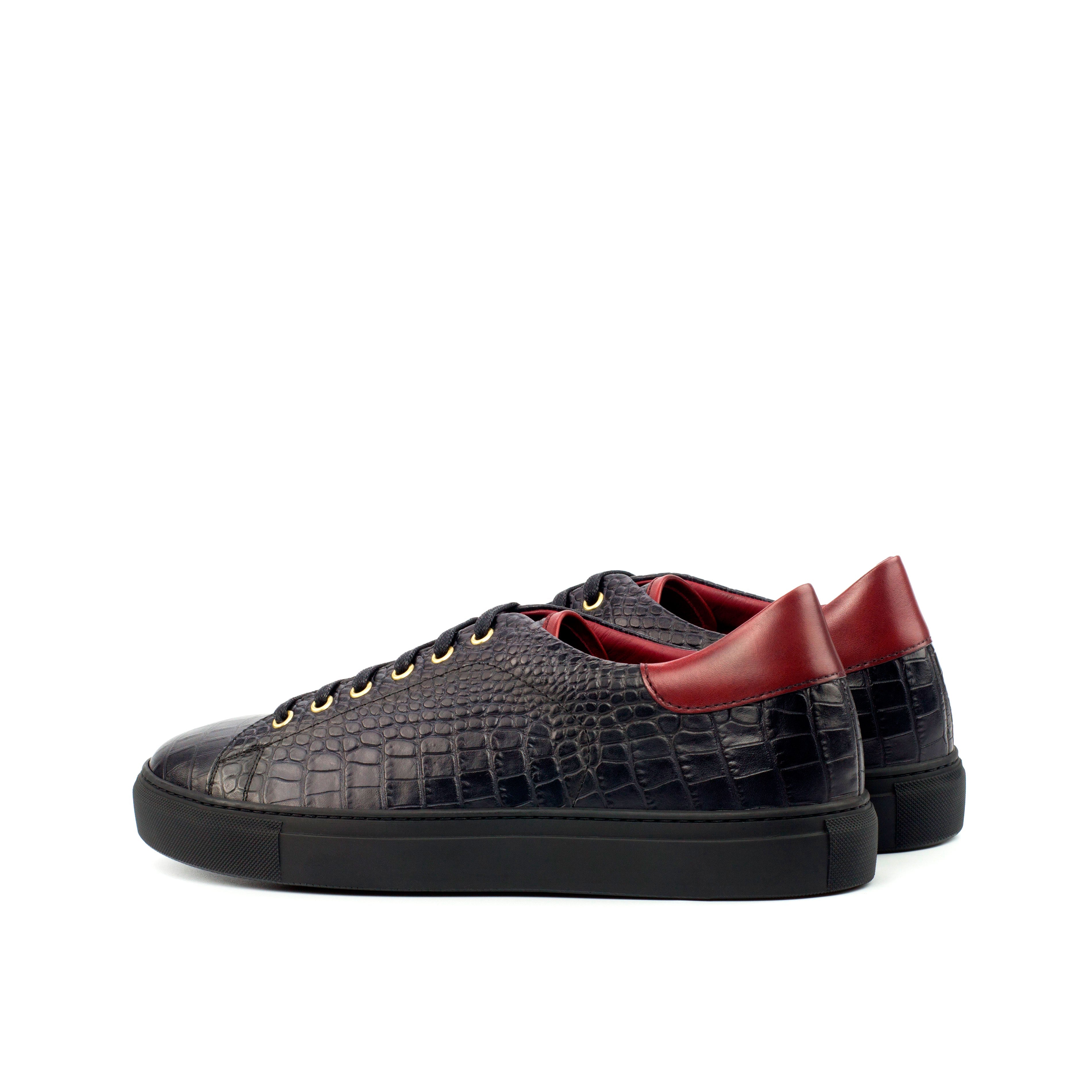 Dimaro - Black Men's Italian Croco Embossed Dress Sneakers