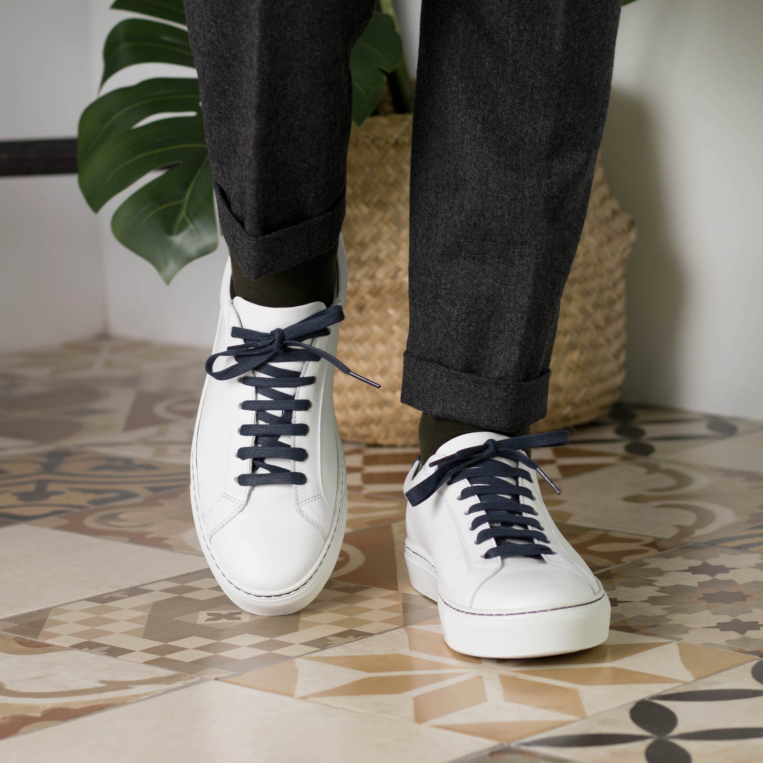Volare - White Men's Italian Leather Dress Sneakers