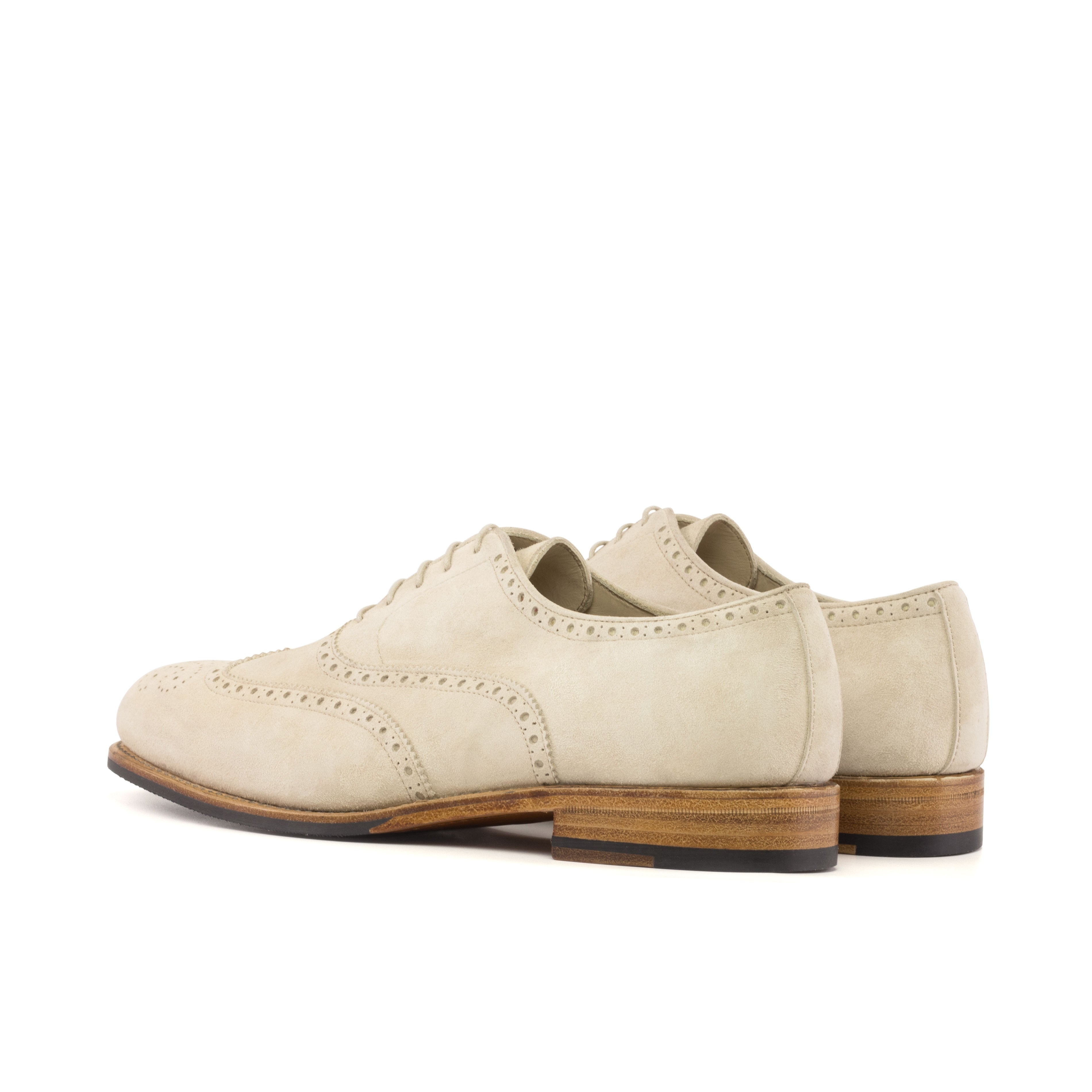 Neve - Men's Ivory white suede oxford brogue dress shoes