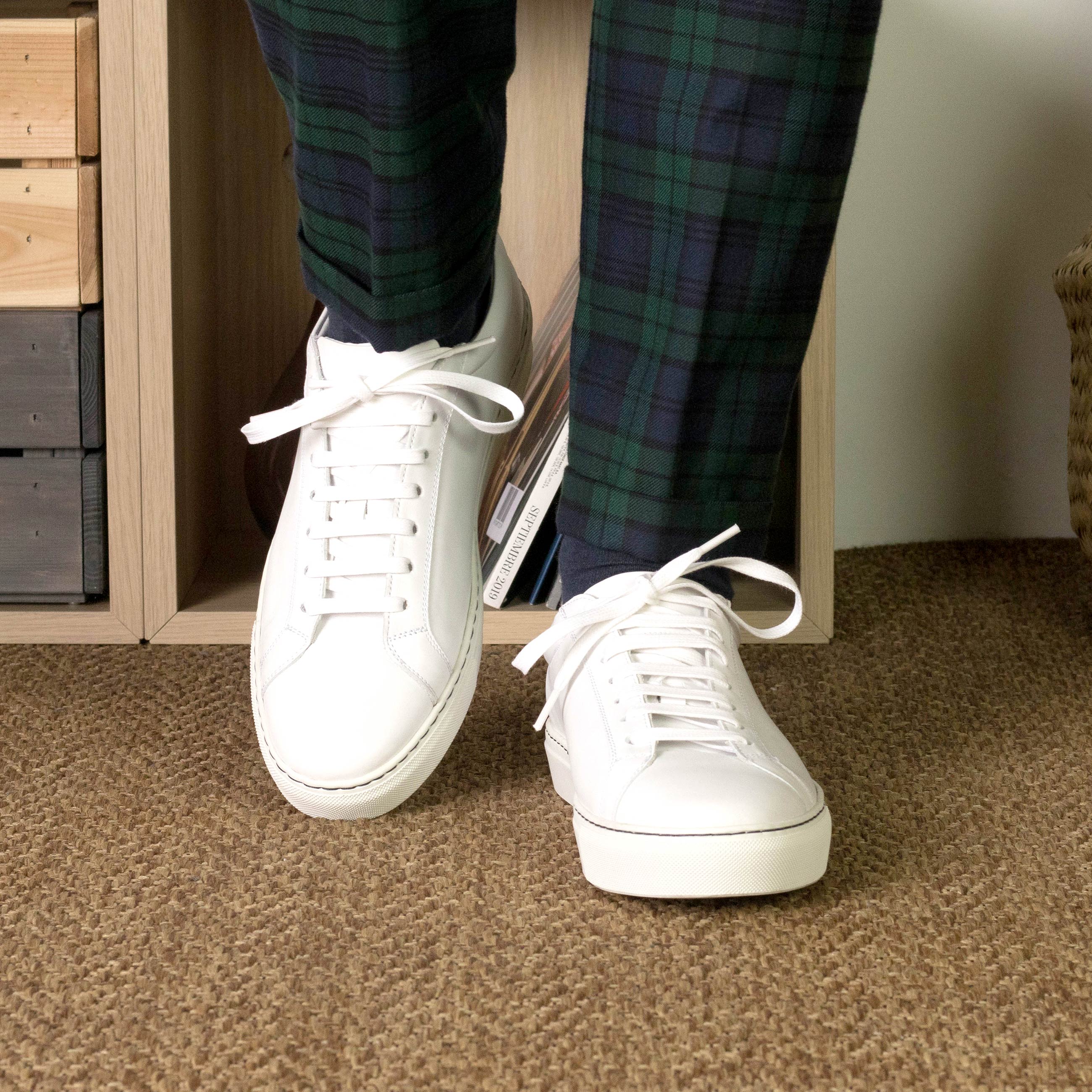 Volare - White Men's Italian Leather Dress Sneakers