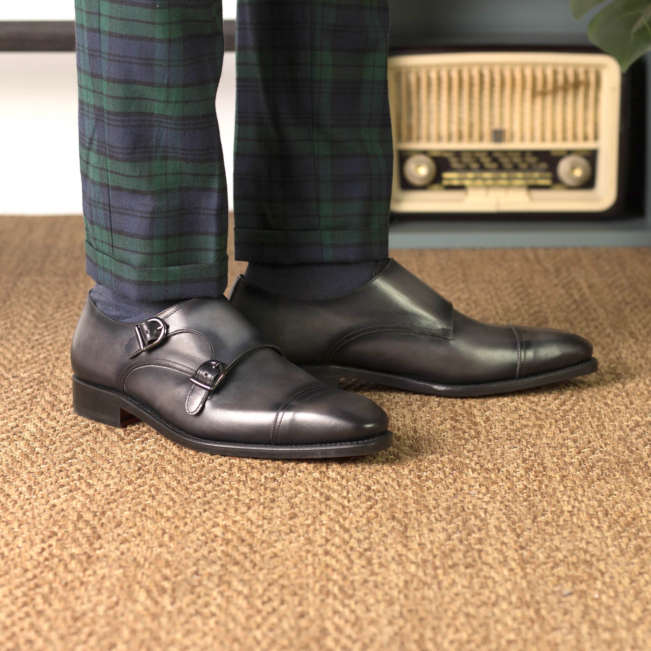 Lerza - red bottoms double monk strap loafer shoes for men