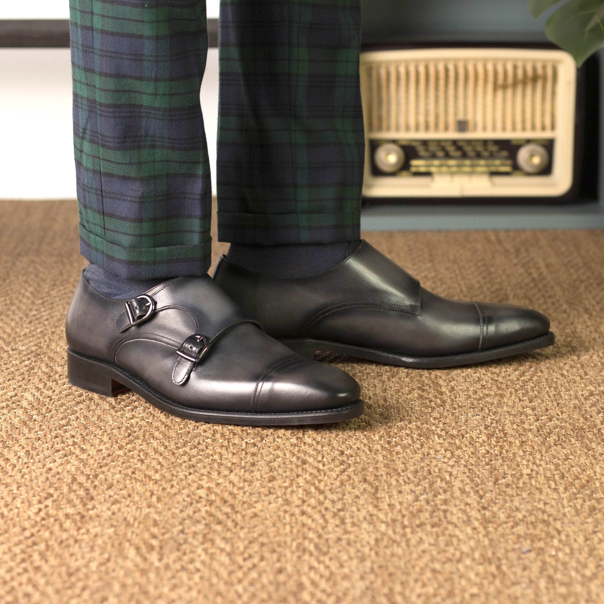 Lerza - red bottoms double monk strap loafer shoes for men