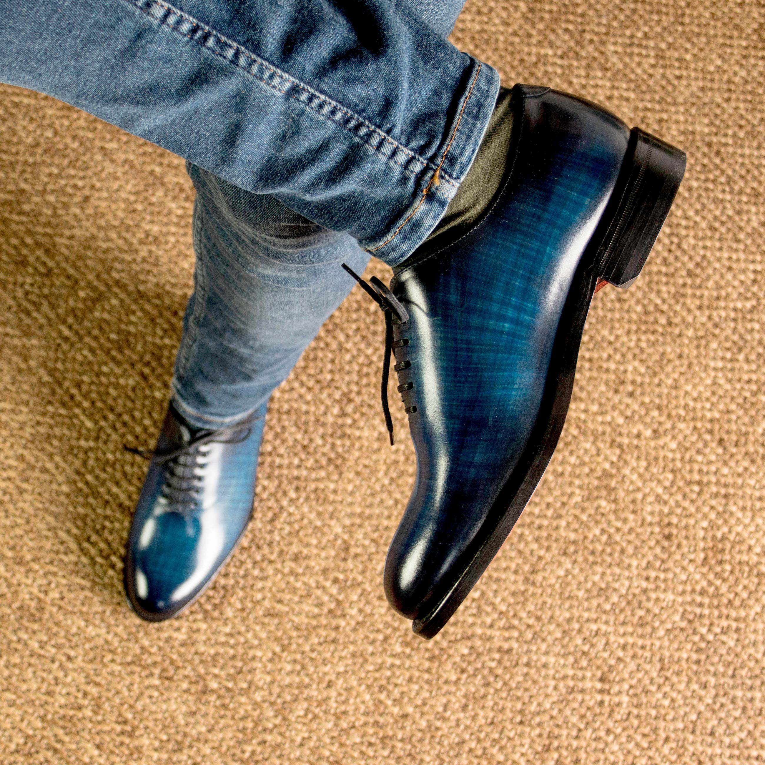 PDR1 - Patina Denim Special red bottoms oxford dress shoes