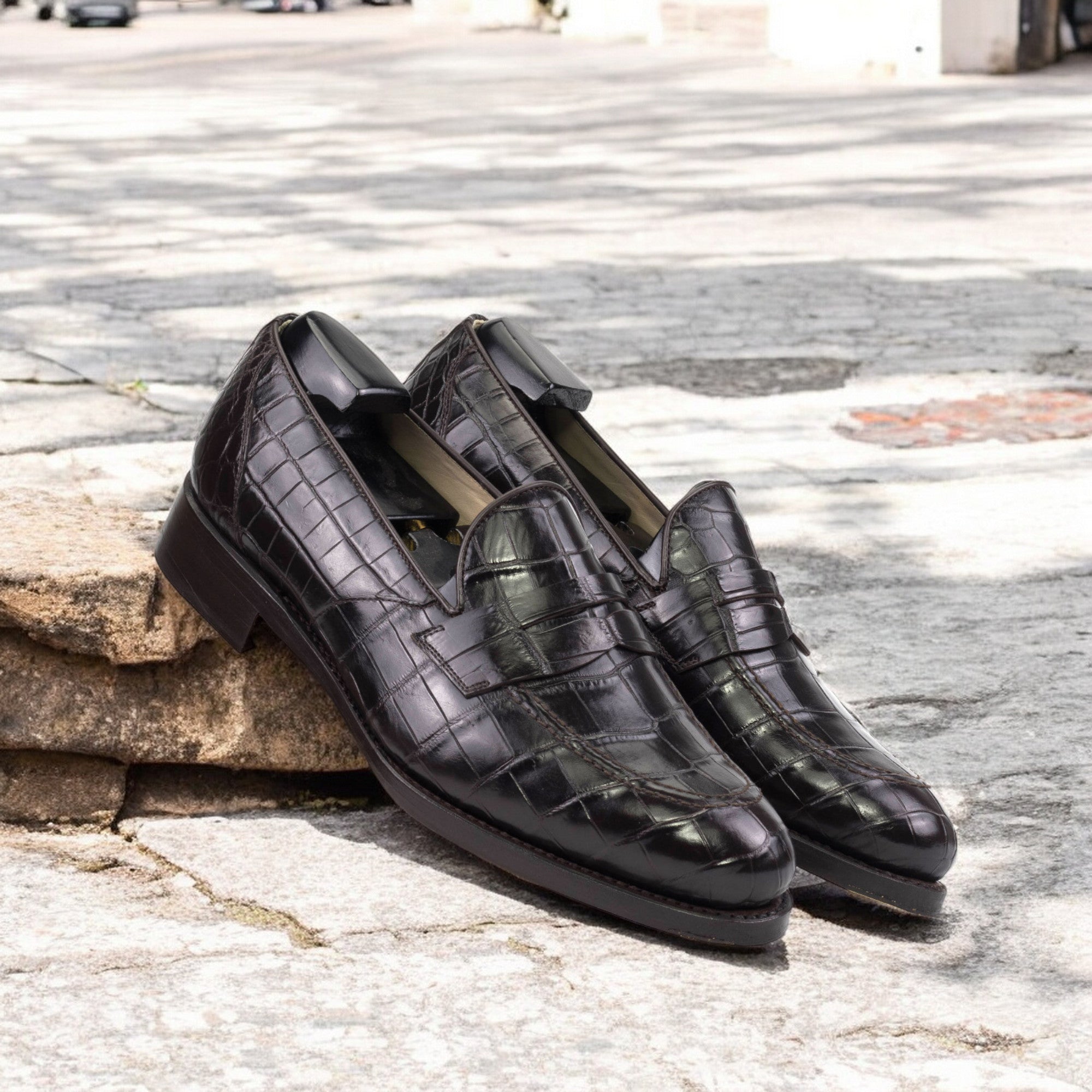 exotic real alligator skin leather loafers