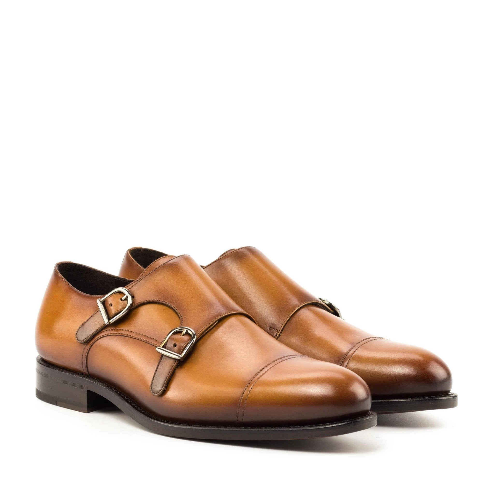 Laspa - Classic double monk strap dress shoes for men