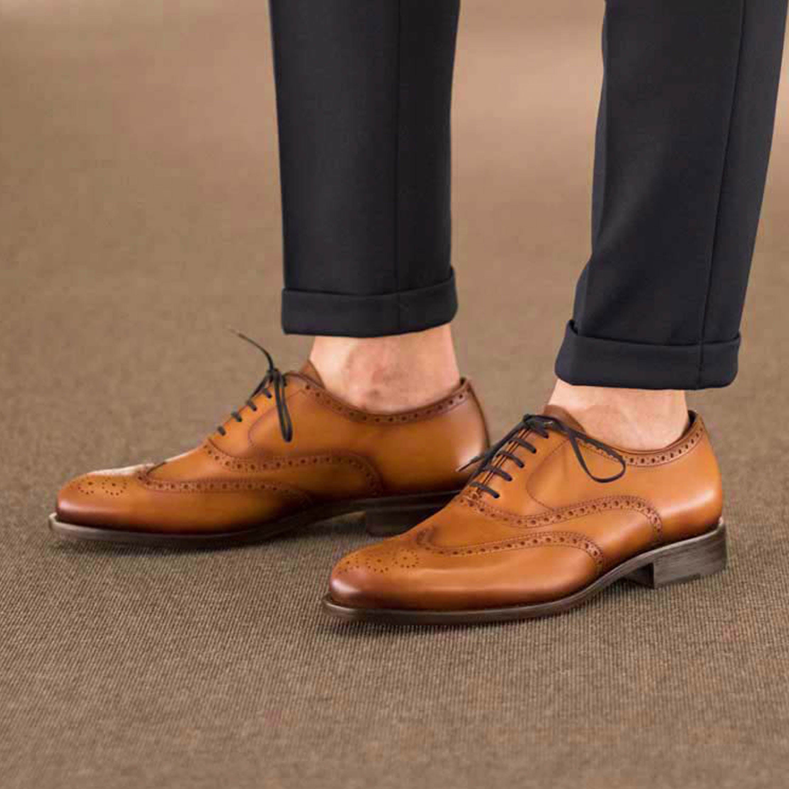 Tempo - Full brogue classic oxford dress shoes for men