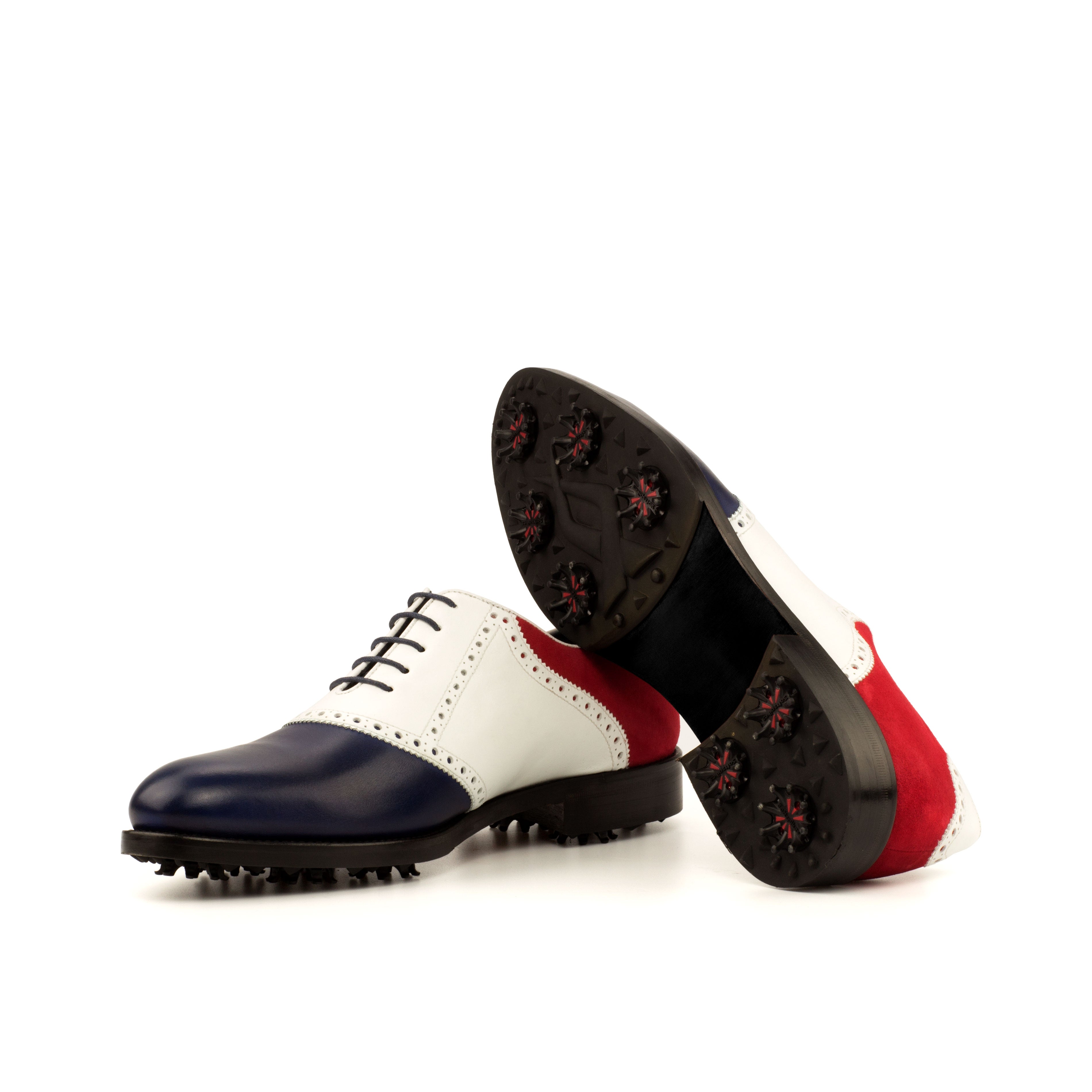 Solarique - 3 tone saddle oxford leather golf shoes
