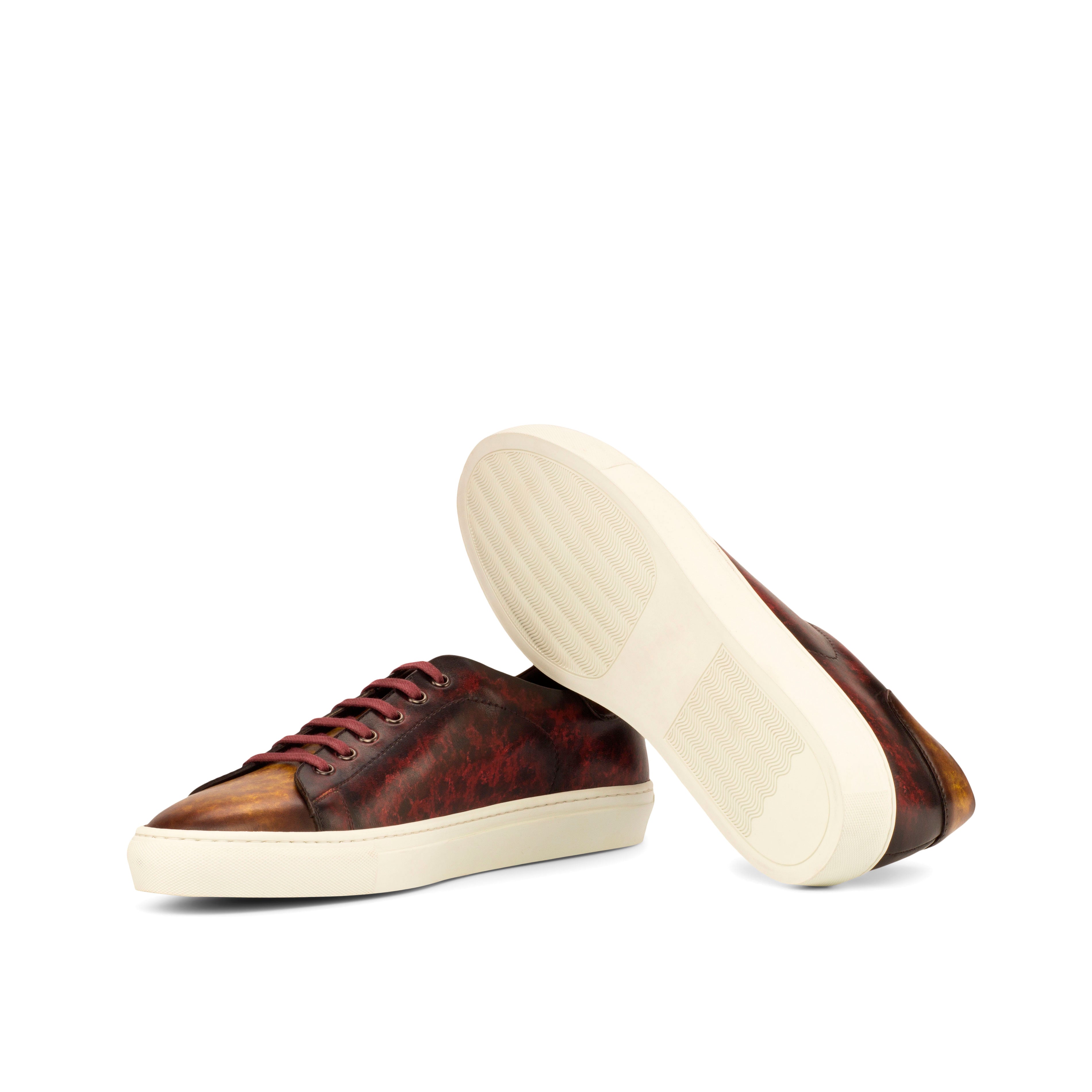 Dimaro -  Burgundy / Cognac Men's Italian Dress Sneakers