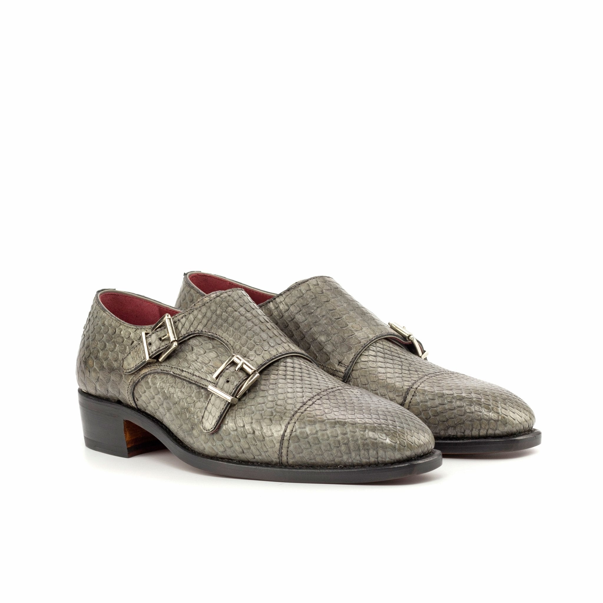 Opari - Python skin double monk strap dress shoes for men