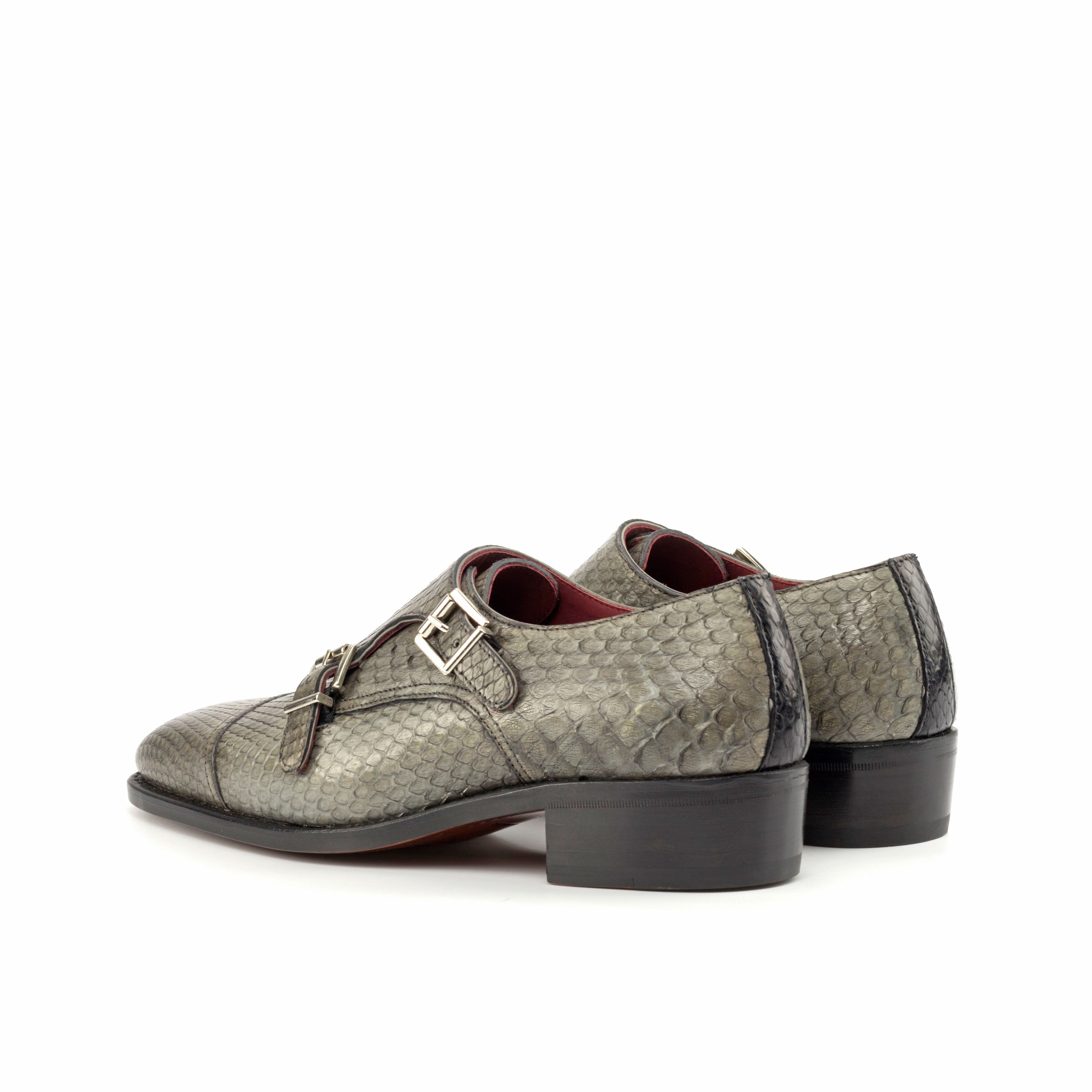 Opari - Python skin double monk strap dress shoes for men