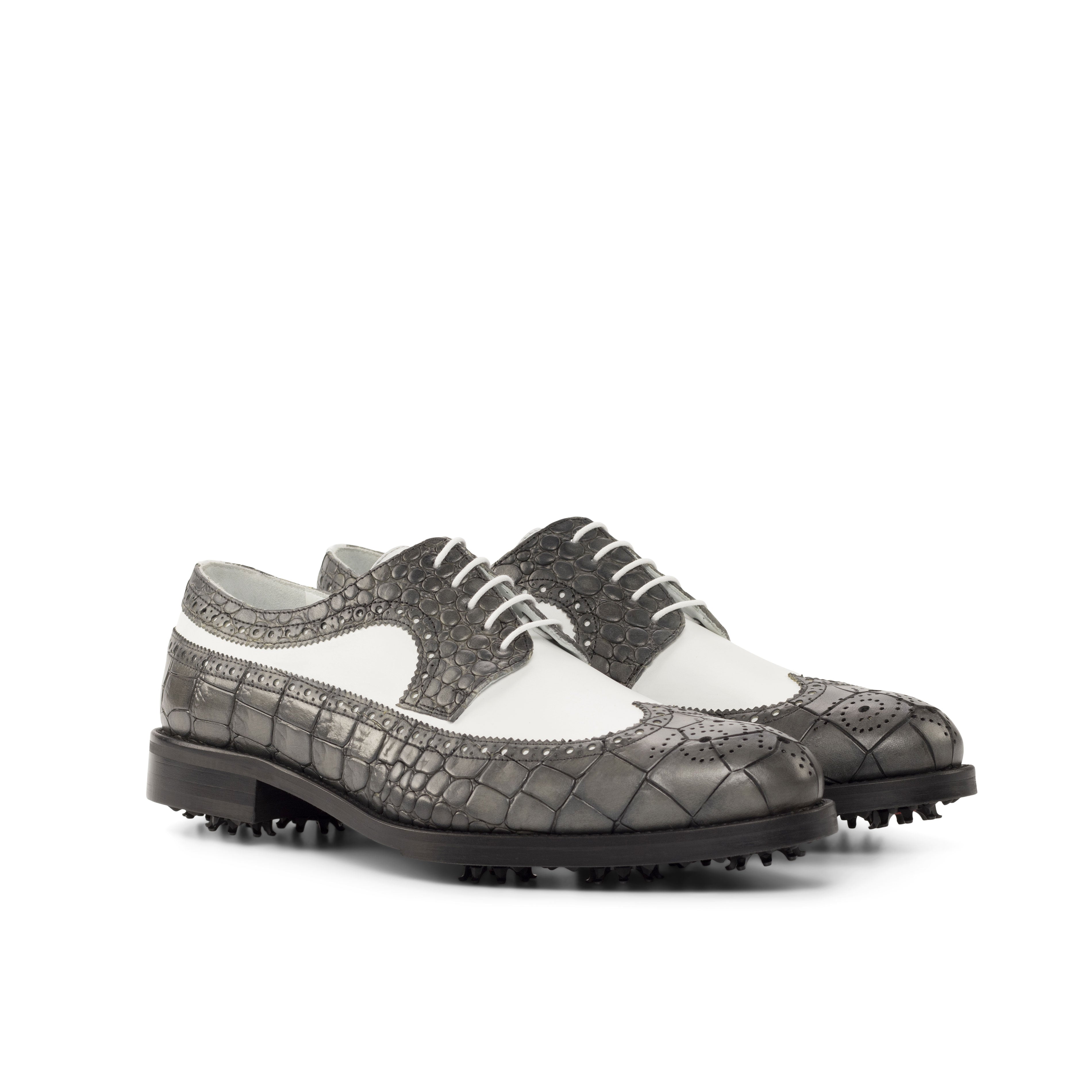 Opaline - crocodile embossed derby leather golf shoes