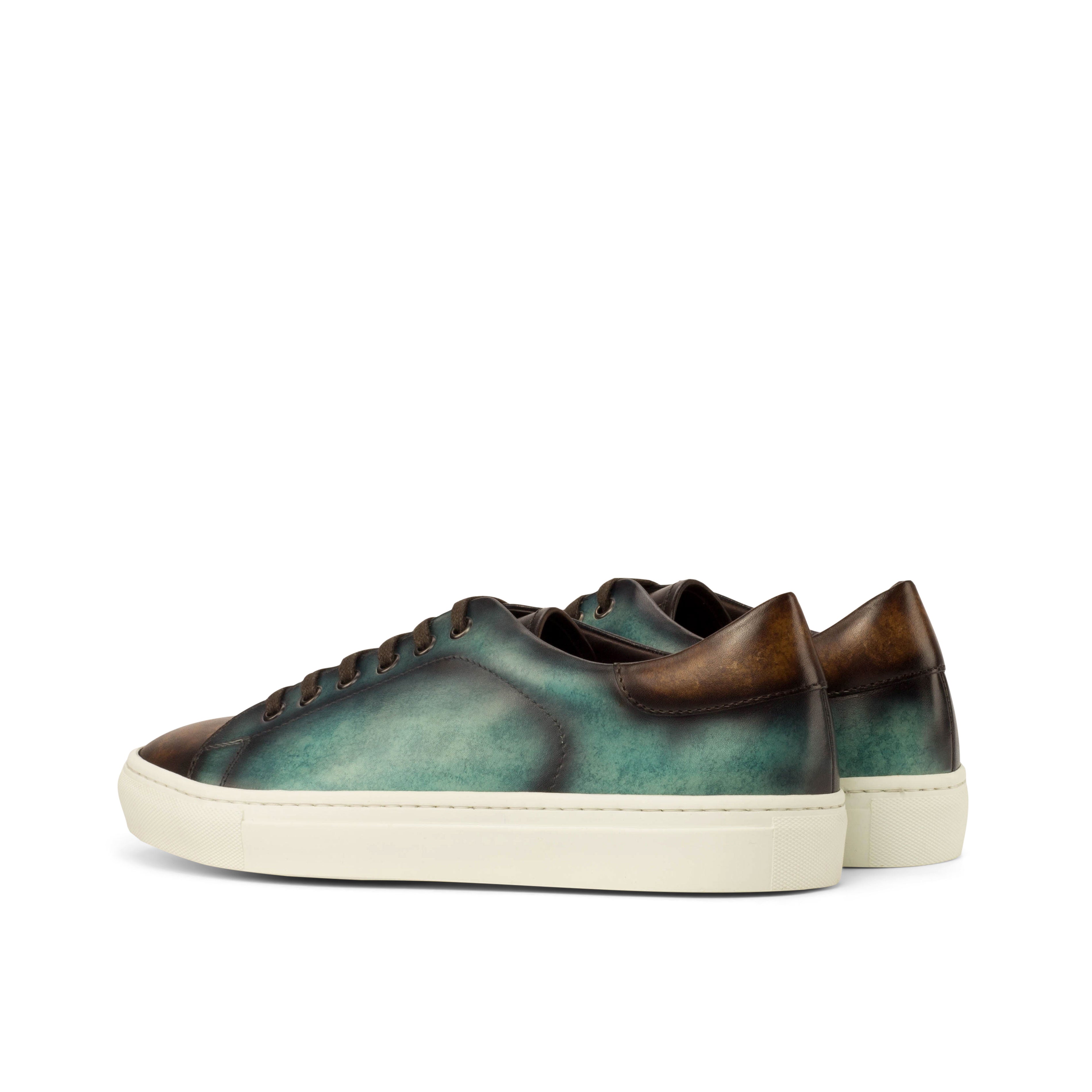 Dimaro - Denim / Dark Brown Men's Hand-Painted Italian Dress Sneakers