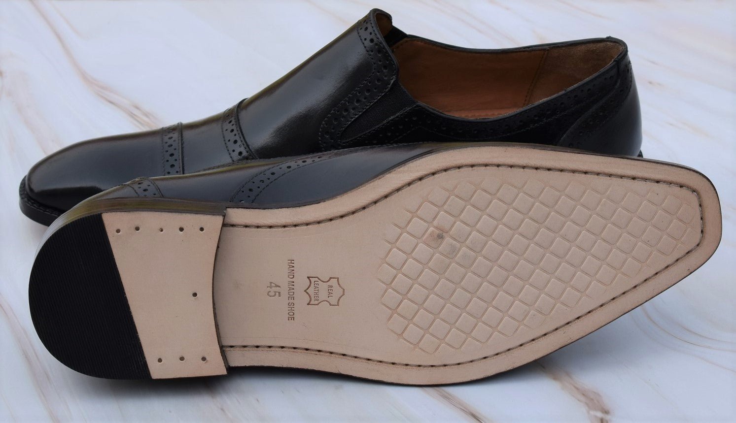 Revera2 - Handmade brogue slip on dress shoes loafers