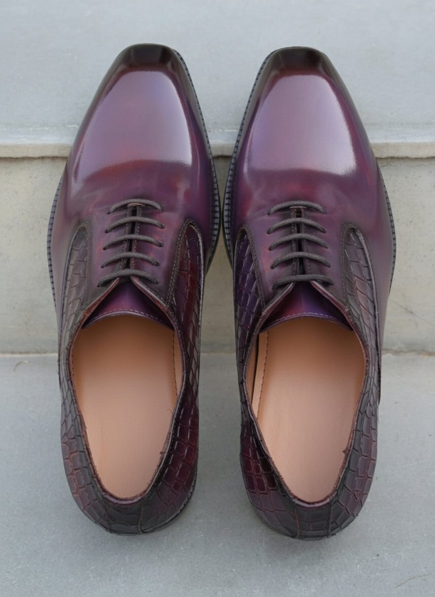 Alonzo Greyson Hand-Patina Wholecut Leather Dress Shoes - Premium Argentinian Sole