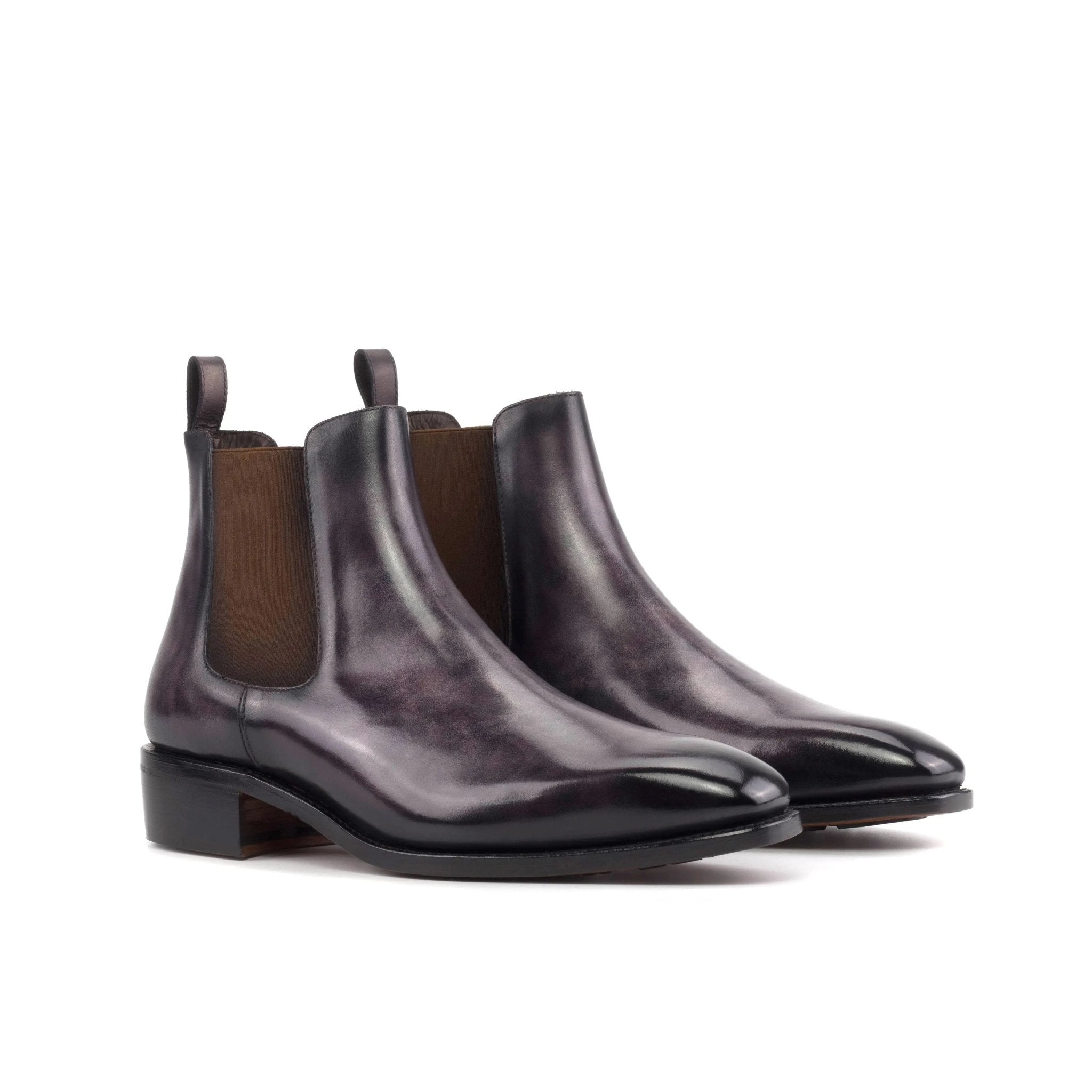 Zyana - Aubergine/Purple Men's Hand-Painted Patina Chelsea Boot