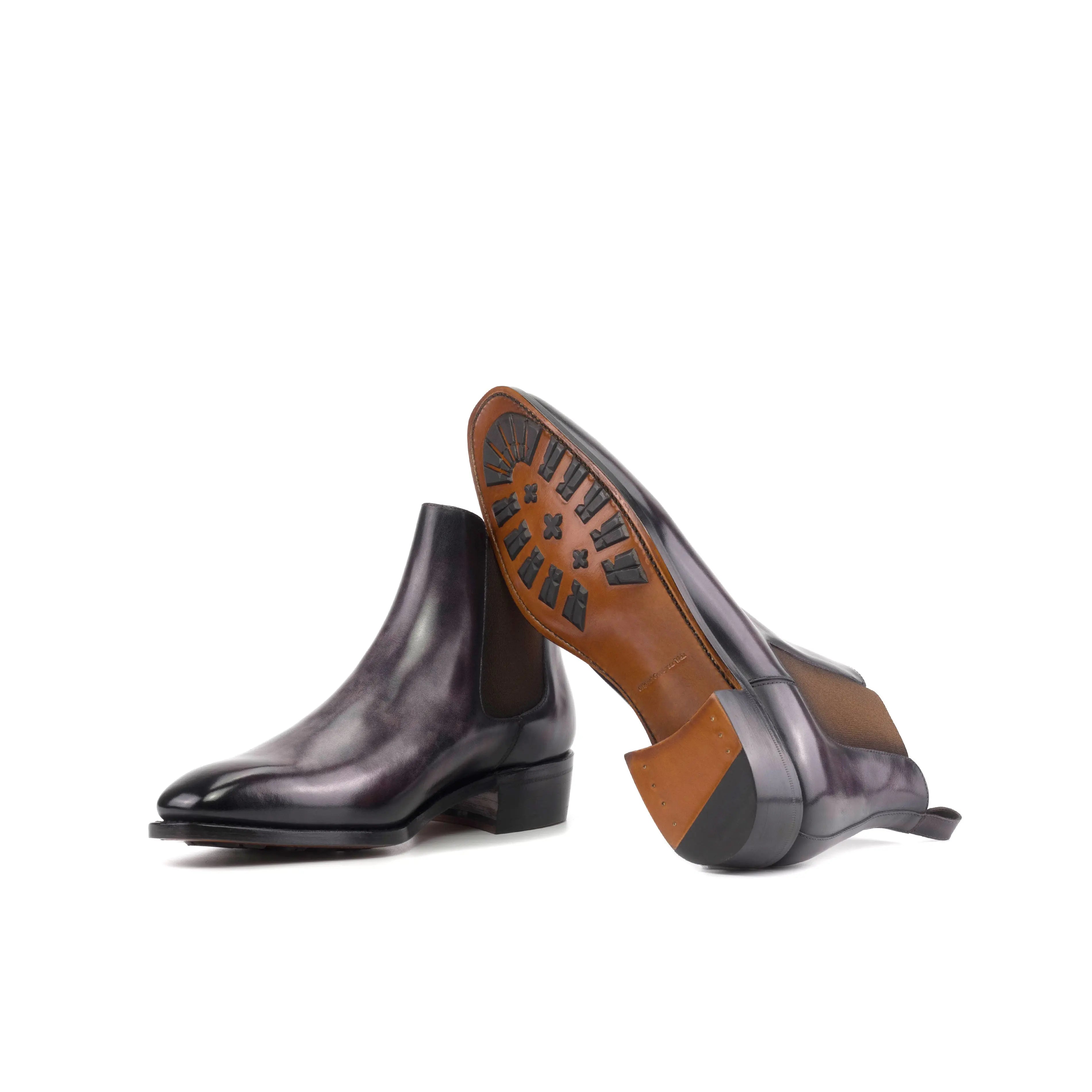 Zyana - Aubergine/Purple Men's Hand-Painted Patina Chelsea Boot
