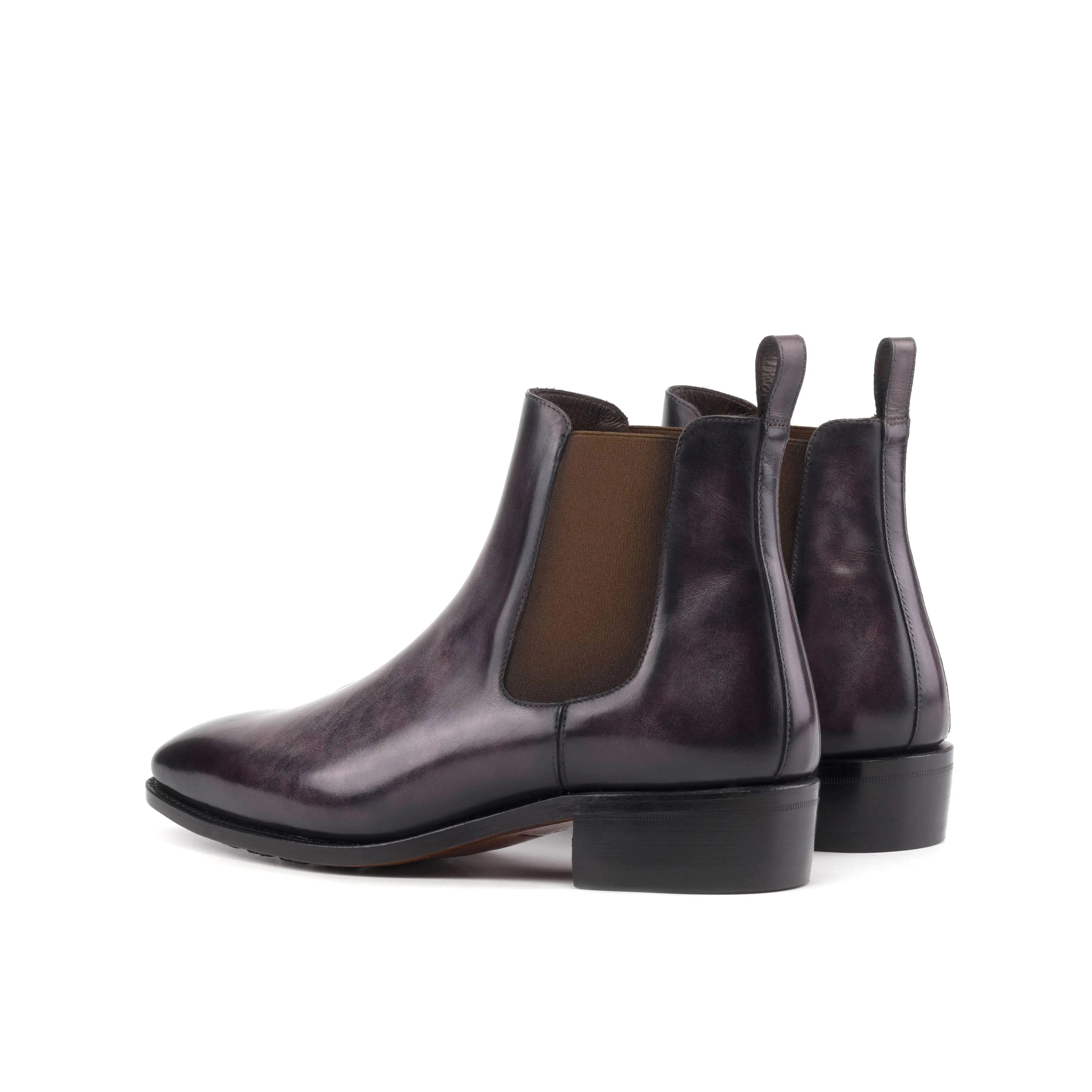 Zyana - Aubergine/Purple Men's Hand-Painted Patina Chelsea Boot