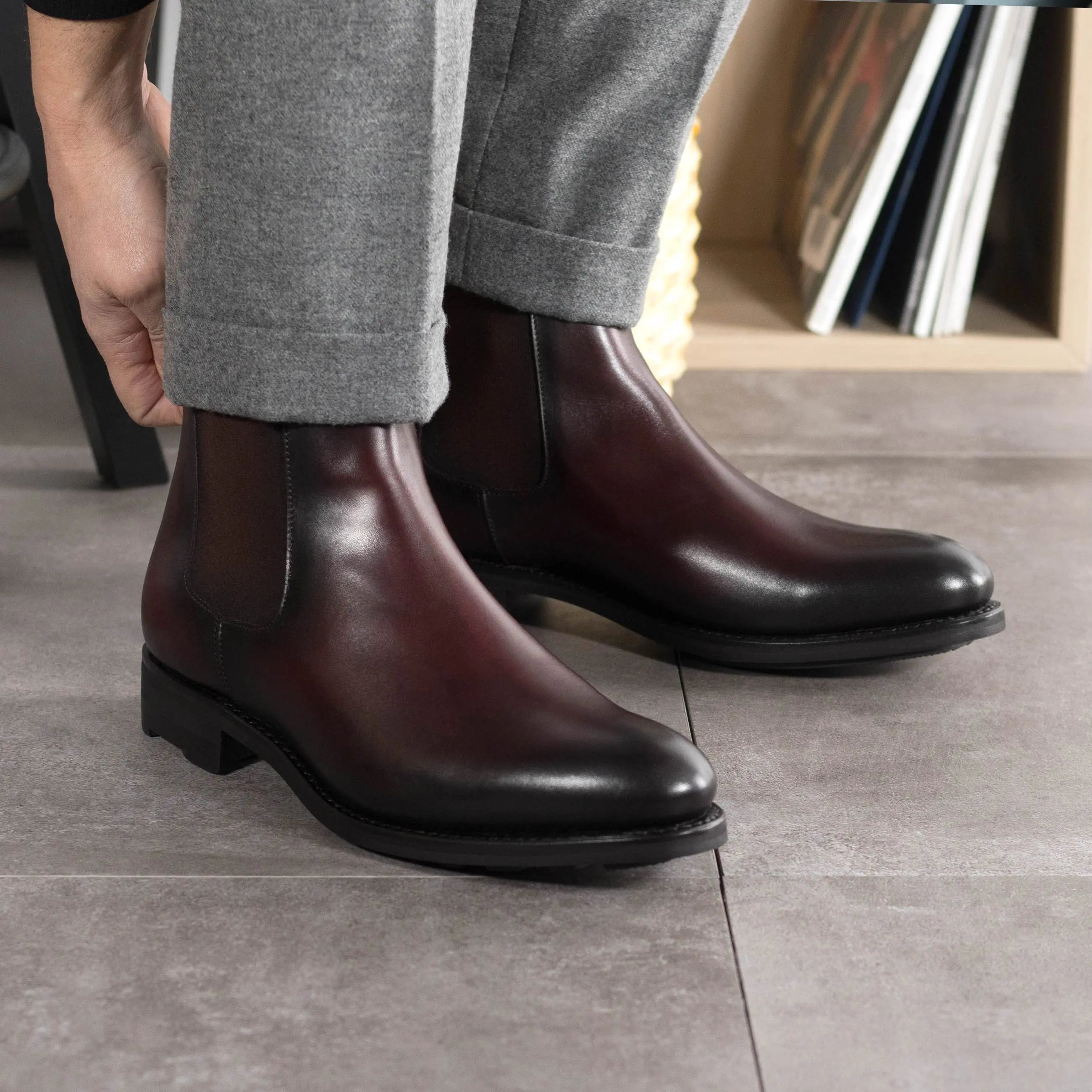 Browaz - Men's Burgundy Leather Chelsea Boot