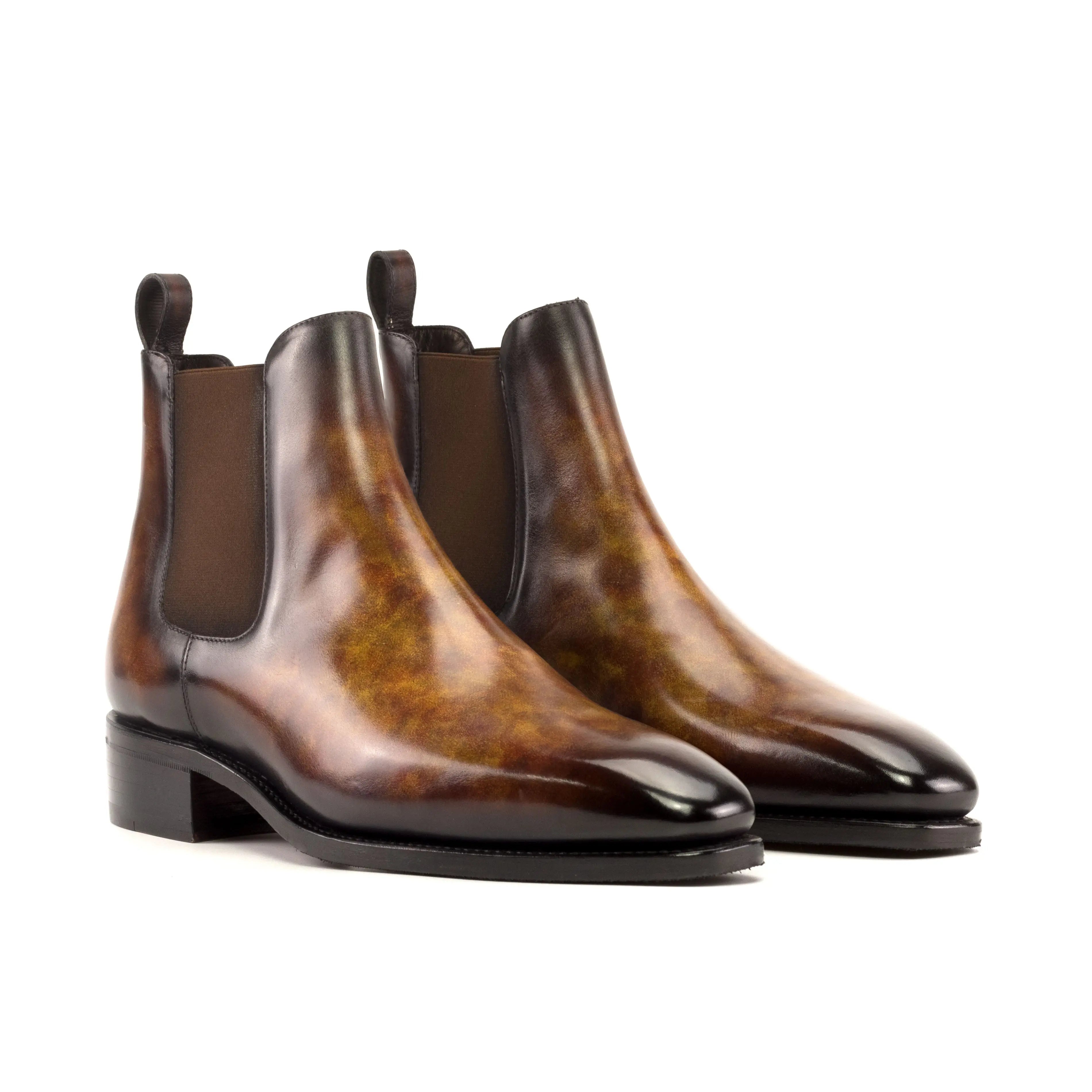 Brianza - Orange Fire Men's Hand-Painted Patina Chelsea Boot