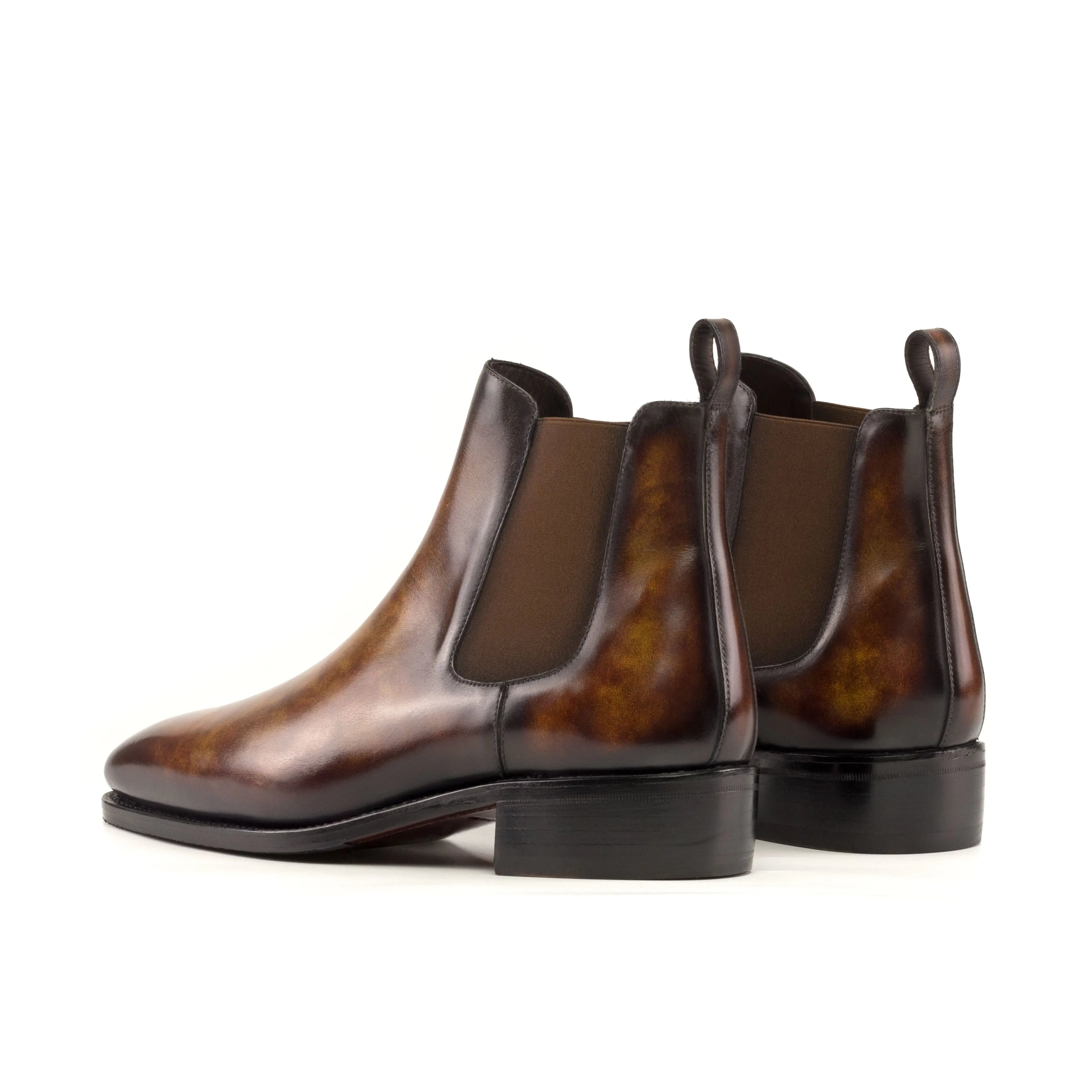 Brianza - Orange Fire Men's Hand-Painted Patina Chelsea Boot