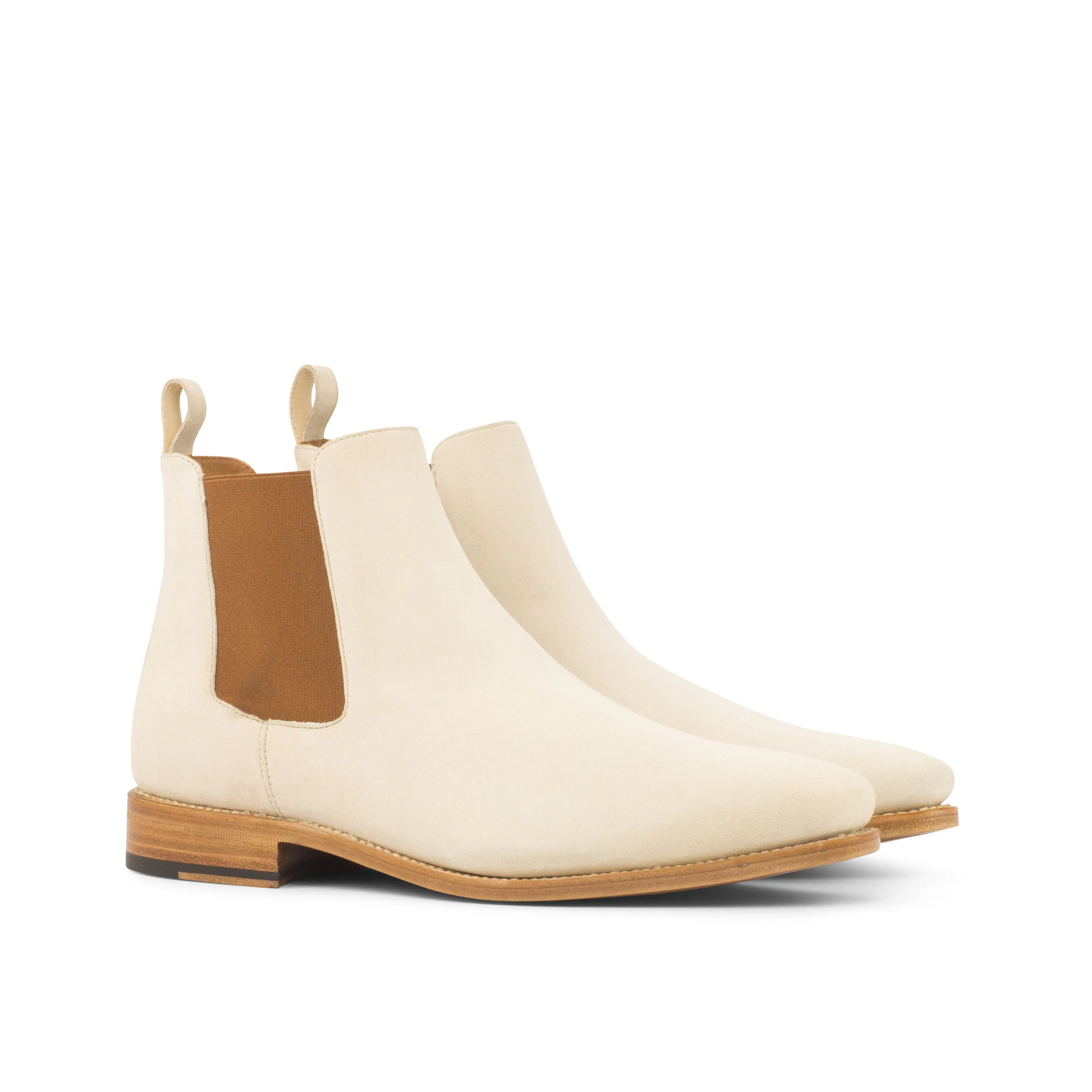 Brianza -  Men's Luxury Ivory/white Suede Chelsea Boot