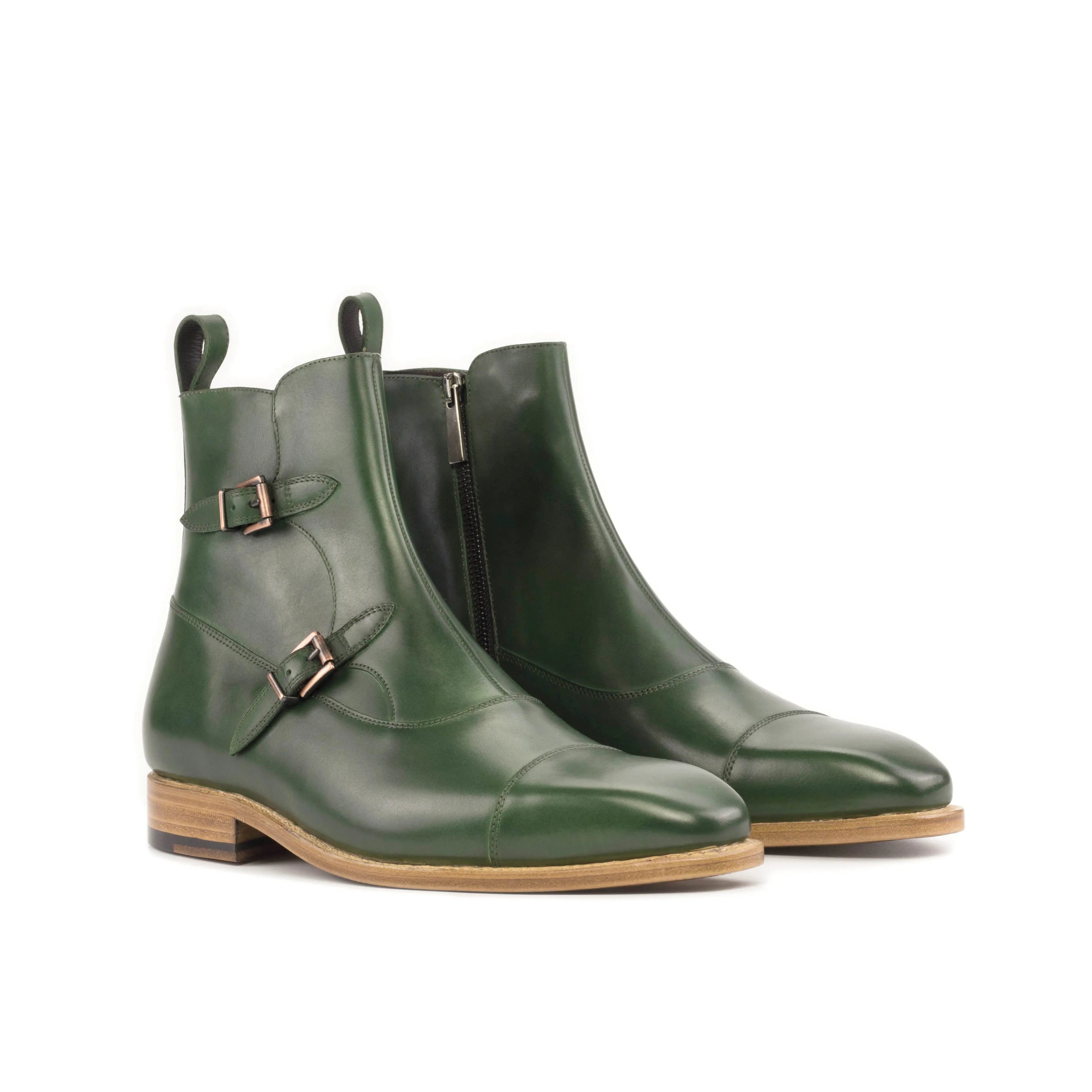 Varium - Forest Green Men's Italian Leather Buckle Boot